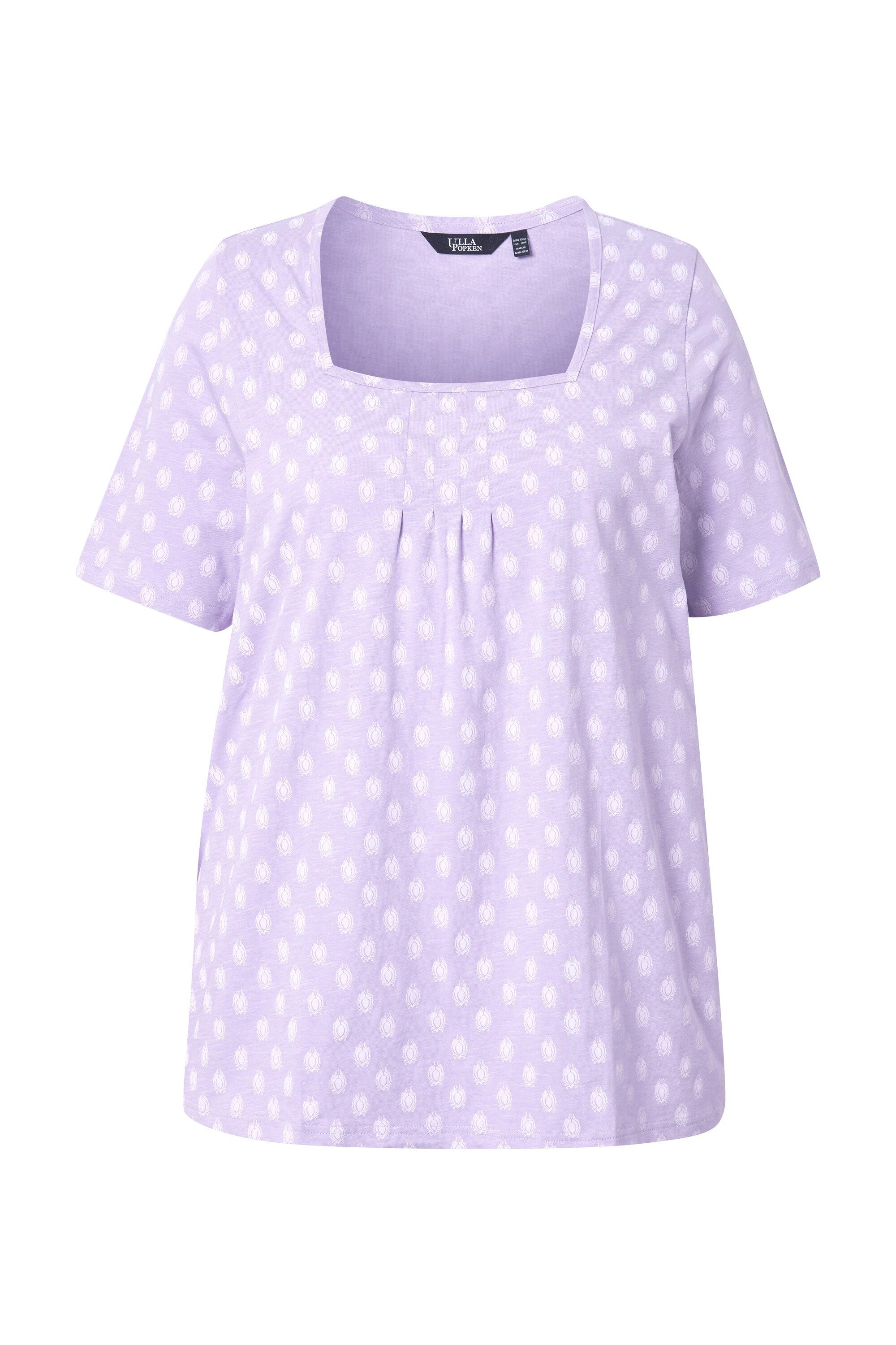 Ulla Popken T-Shirt T-Shirt Zierfalten A-Linie Carree-Ausschnitt günstig online kaufen