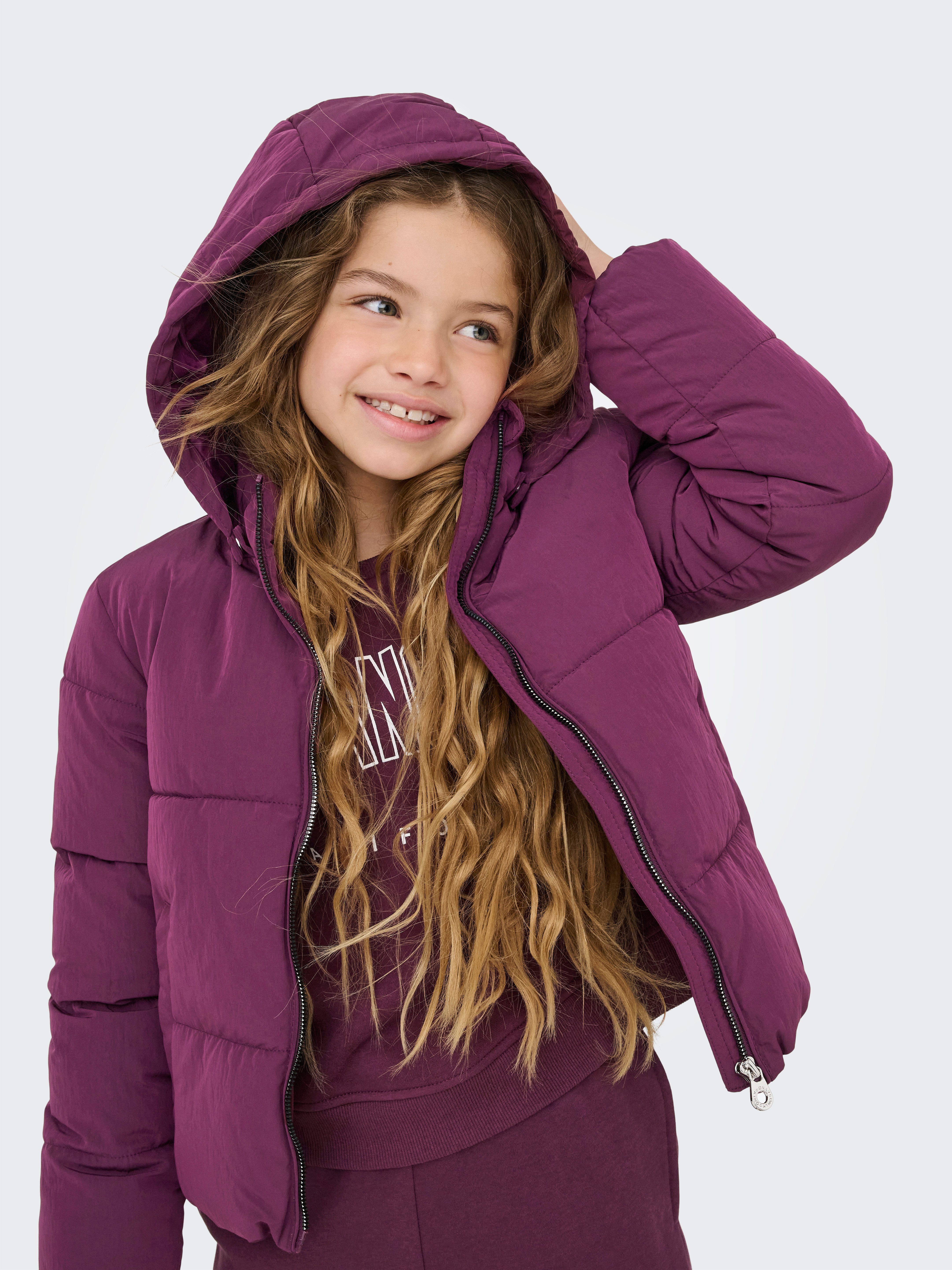 KIDS ONLY Steppjacke KOGDOLLY SHORT PUFFER JACKET OTW mit abnehmbarer Kapuze