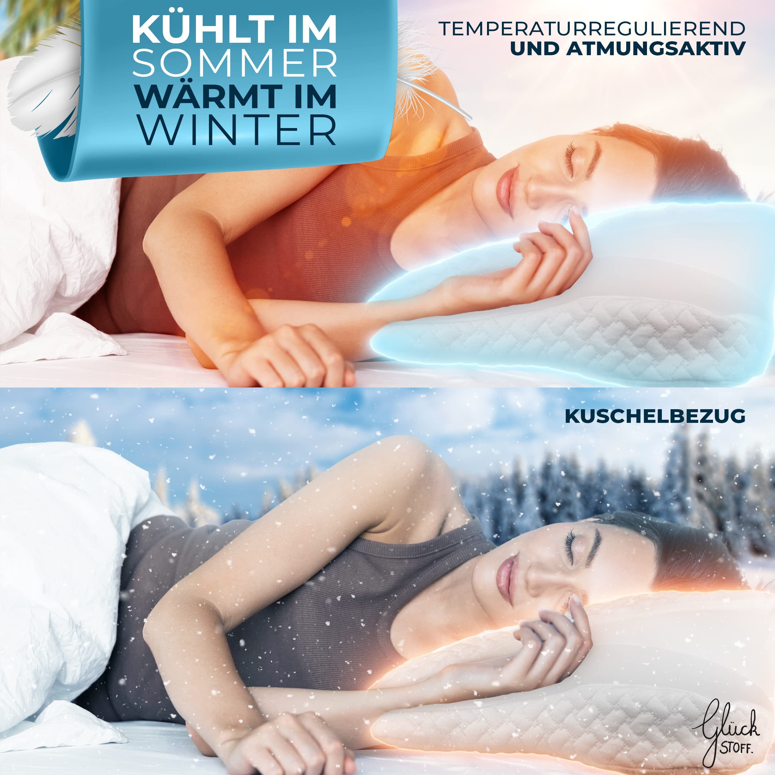 Glückstoff Nackenstützkissen aus Memory Foam, Orthopädisches Kissen für alle Schlaftypen, Füllung: Memory Foam, Kopfkissen Nackenschmerzen – Bild 5 von 5