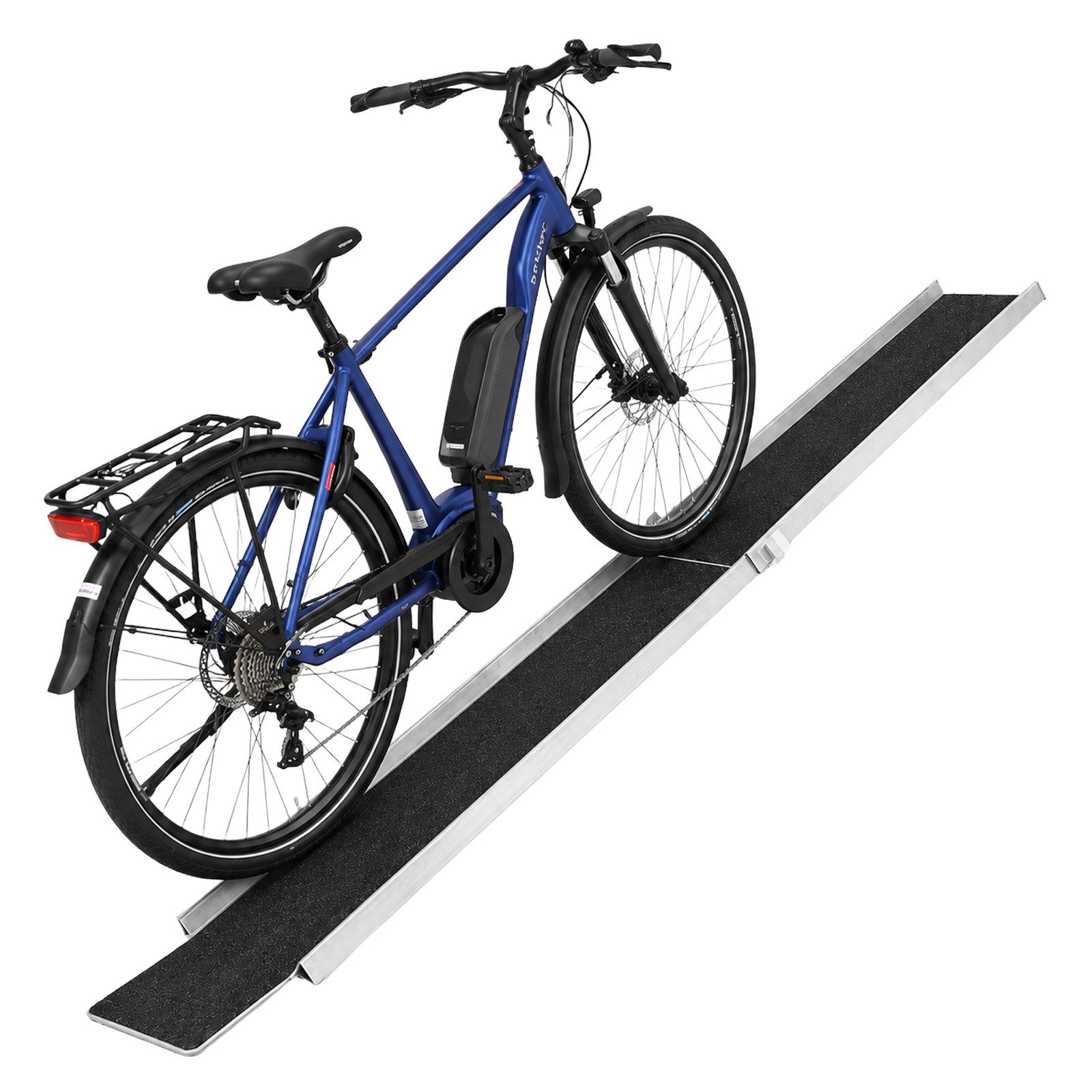 TRUTZHOLM Auffahrrampe Alu 150-270 cm verstellbar 50 kg Auffahrschiene Fahrrad E-Bike Mofa (1-St), Friktionsbeschichtete Oberfläche, Länge flexibel anpassbar