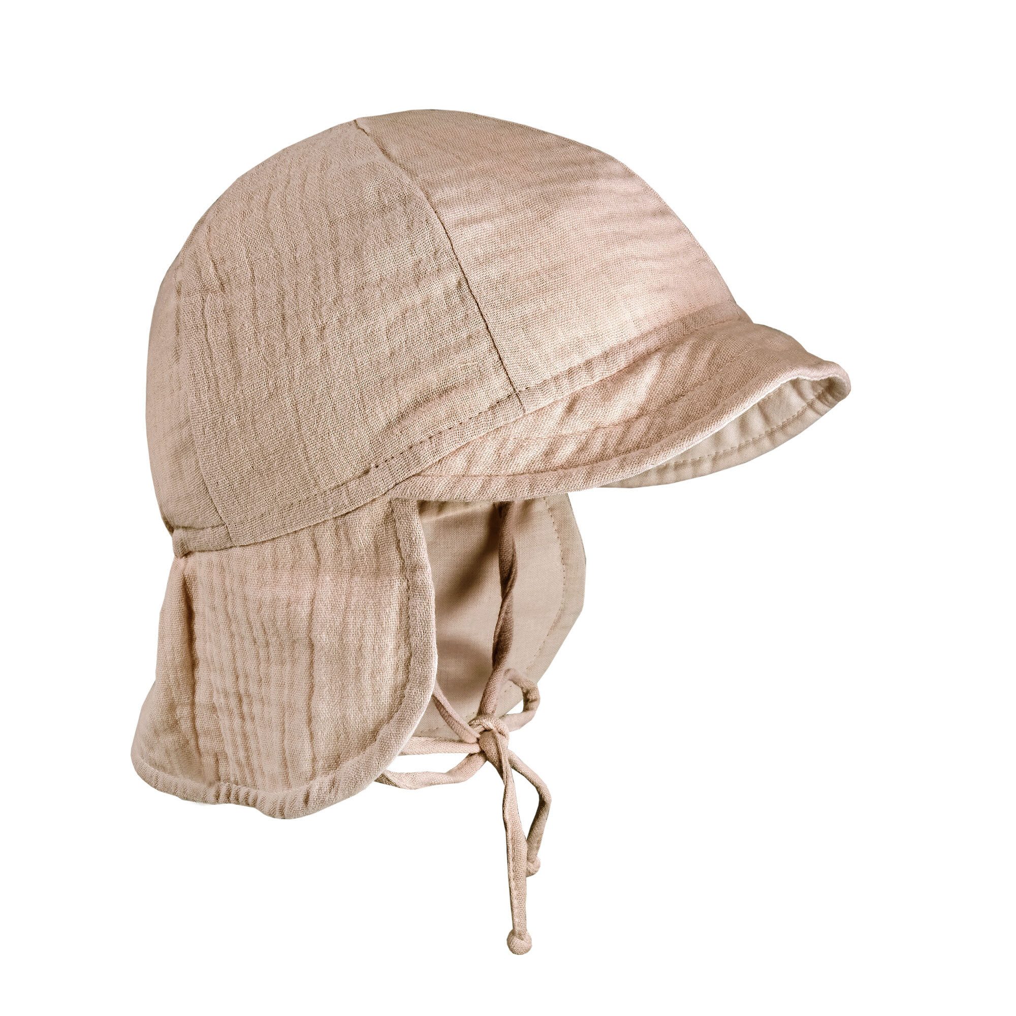 MAXIMO Schirmmütze GOTS BABY-Schildmütze, Band Musselinstoff, Nackenschutz, Futter, UV (1-St) Musselin