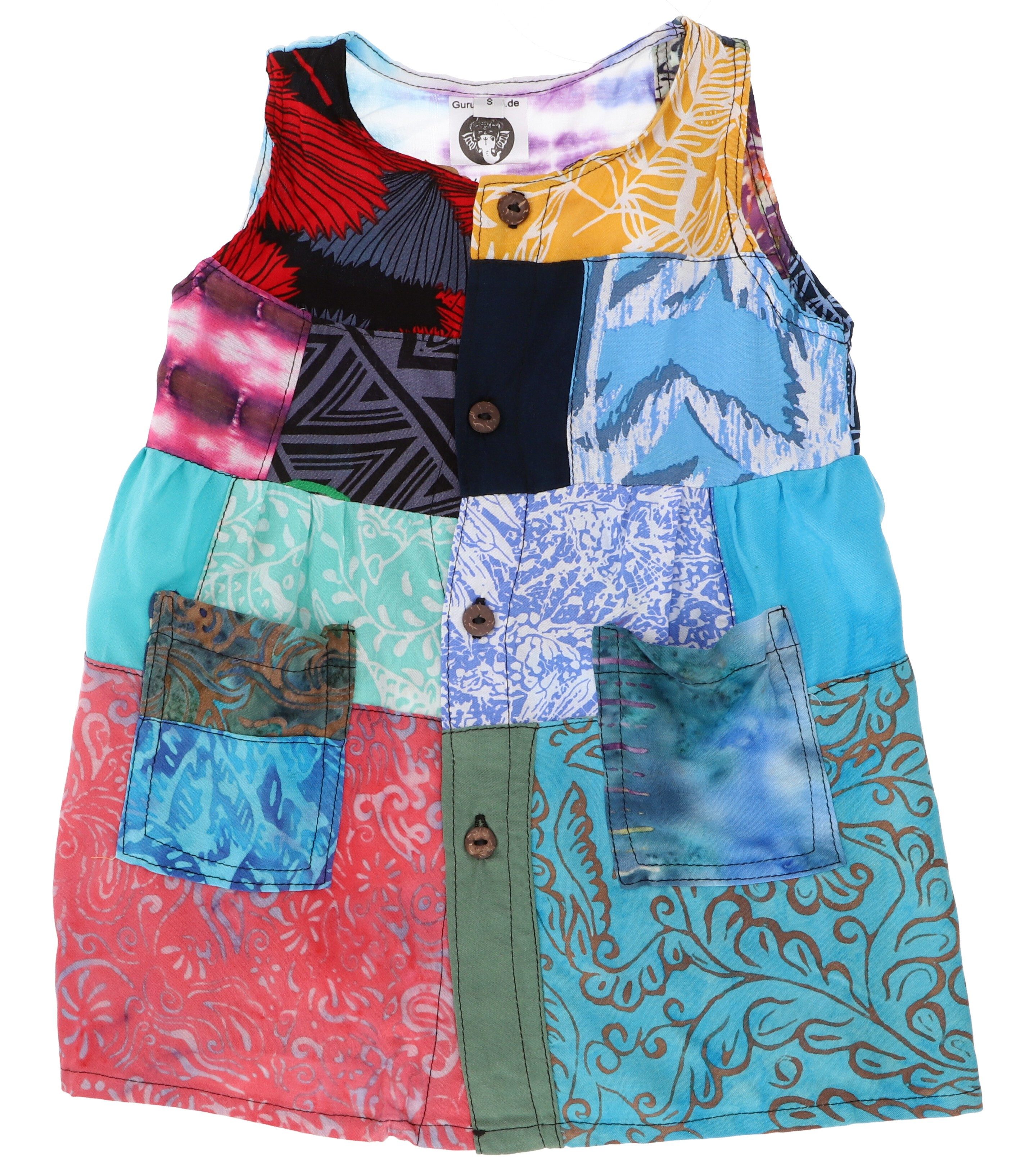 Guru-Shop Midikleid Batik Patchwork upcycling Kinderkleid, Hippie..