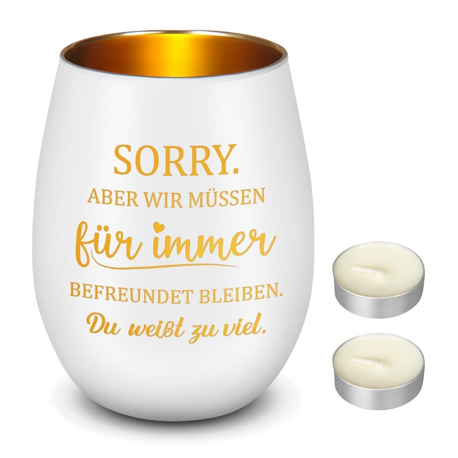LuxusKollektion Teelichthalter Teelichtglas mit Spruch Beste Freundin Freundschaft (1 St)