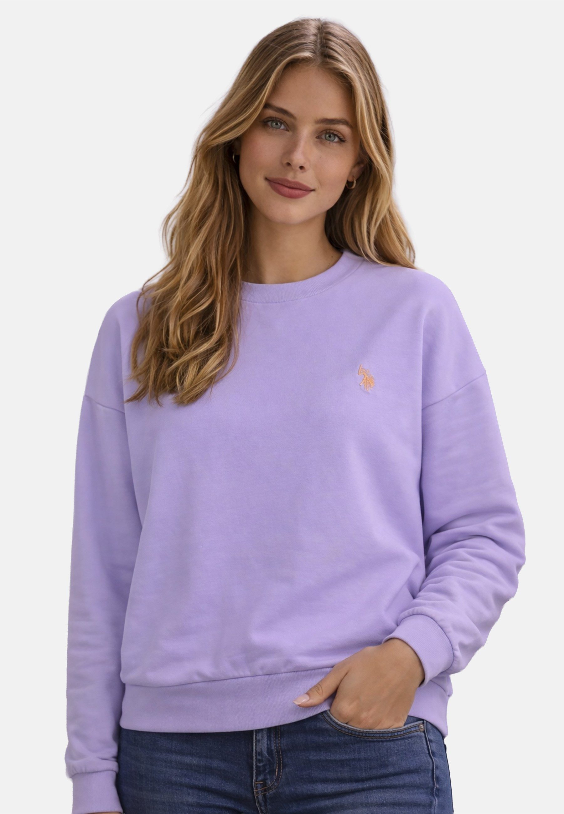 U.S. Polo Assn. Sweatshirt USKalatine Pullover Rundhals – Baumwollmix Sweater Weicher Rundhalspullover mit Stretch und Logo-Stickerei