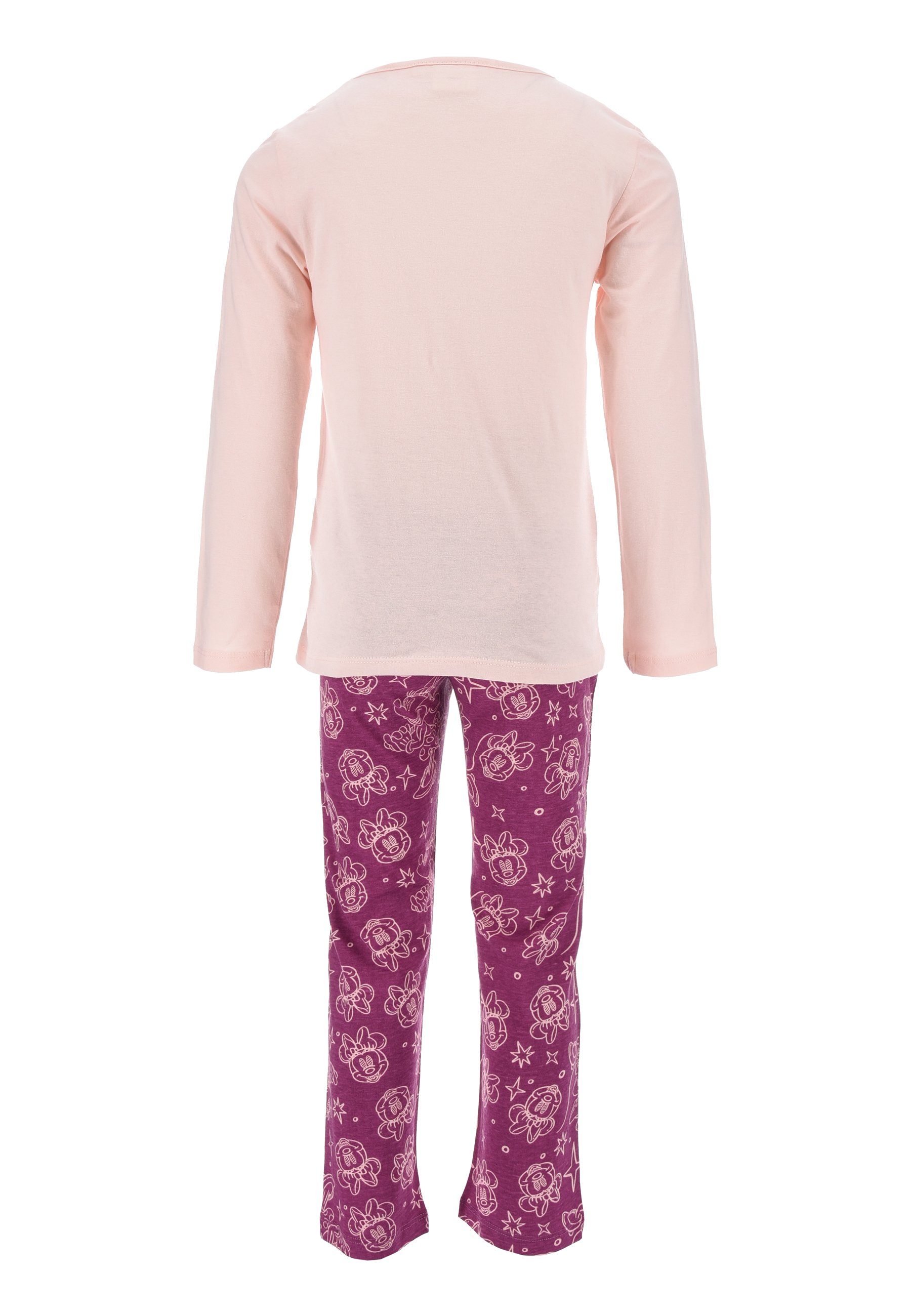 Schlafanzug Shirt Kinder Pyjama Minnie Langarm tlg) Mini (2 Kinder Pink + Mouse Mädchen Maus Schlaf-Hose Disney Schlafanzug