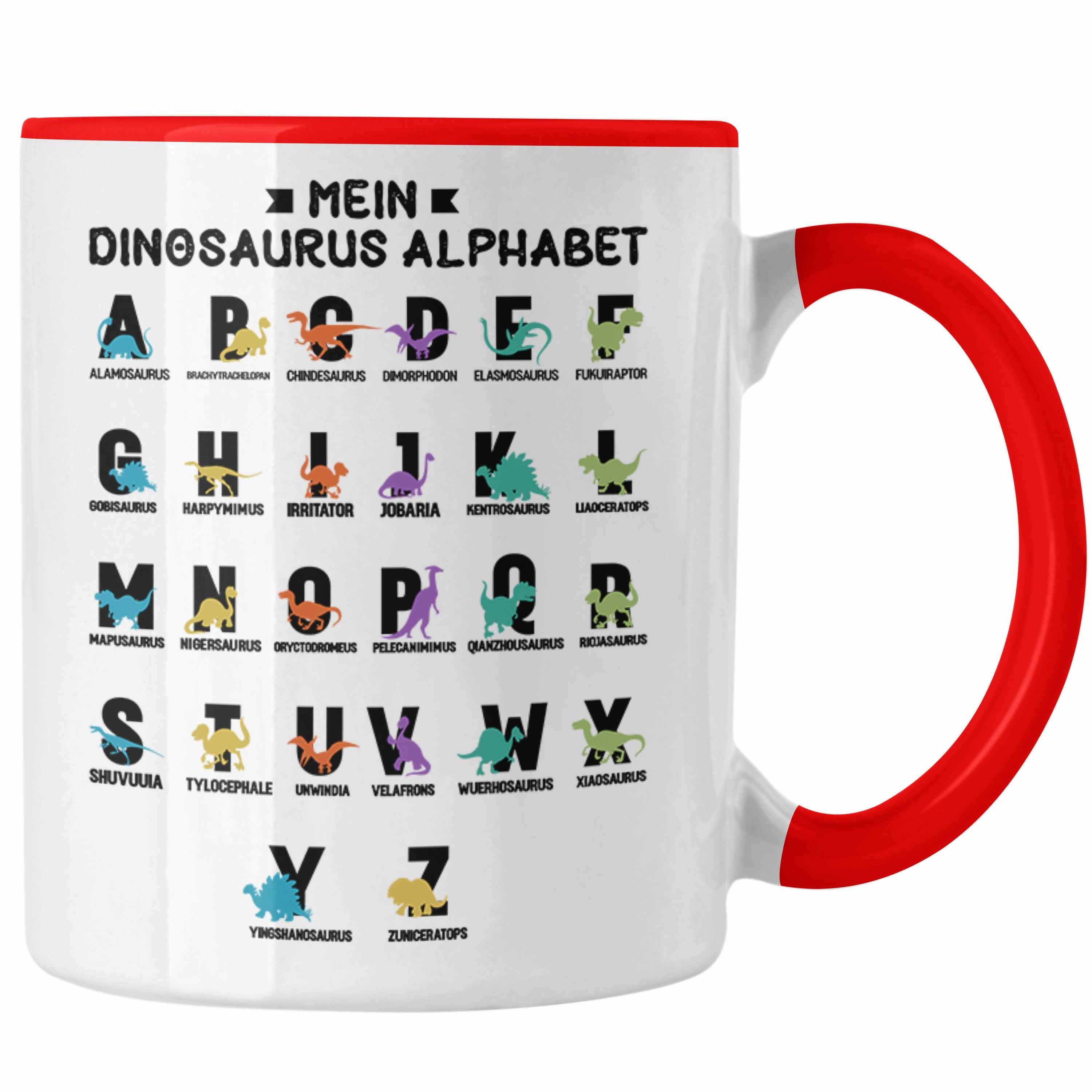 T-Rex A-Z 1. Grundschule Tasse Alphabet Trendation Kinder Dinosaurier Arten Klasse ABC Rot Geschenk Dino Trendation Mein -