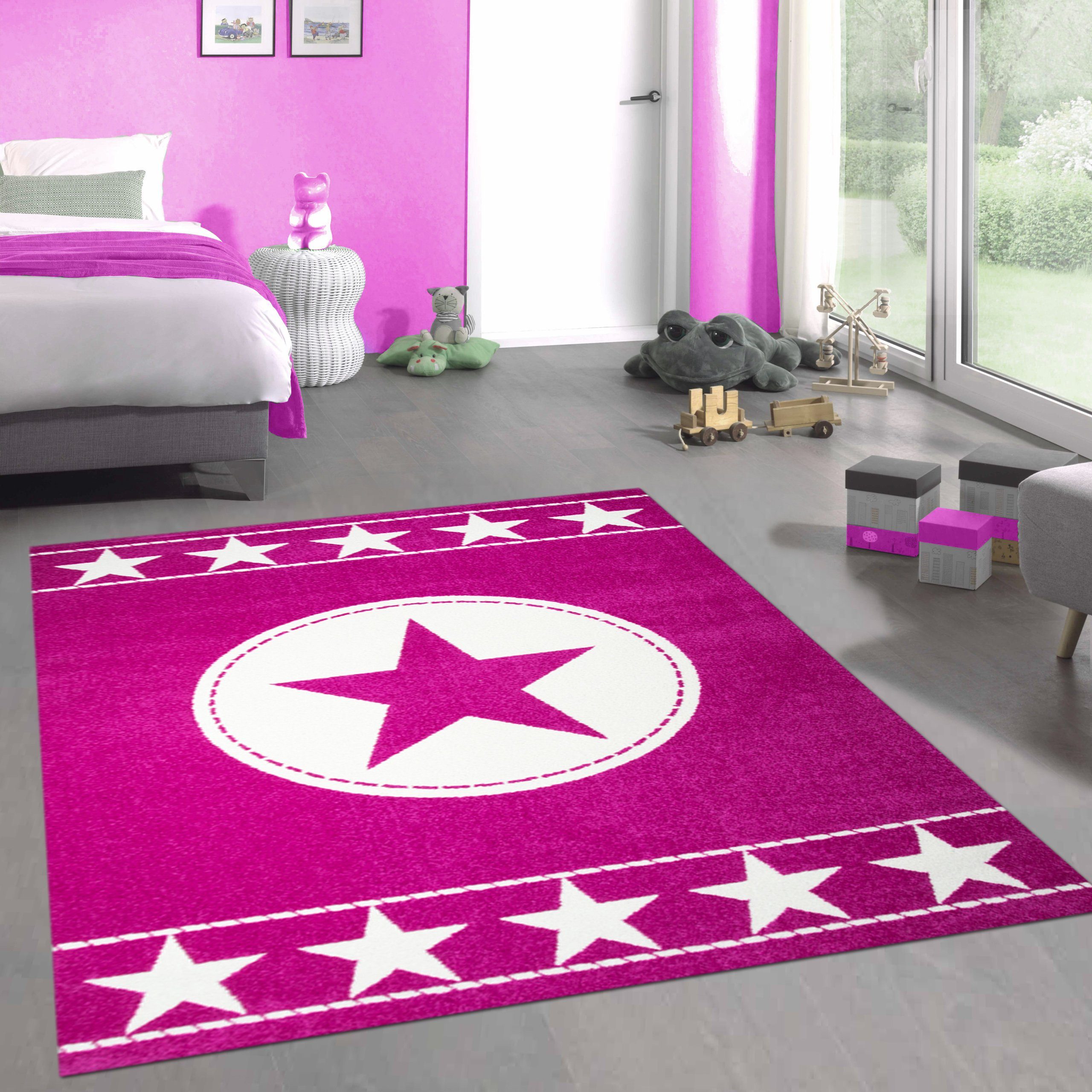 Carpetia Kinderteppich Kinderteppich Spielteppich Kinderzimmer Teppich Stern pink creme, rechteckig, Höhe: 9 mm