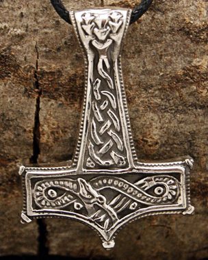 Kiss of Leather Kette mit Anhänger Thorshammer Thorhammer Midgardschlange Königskette 3 mm