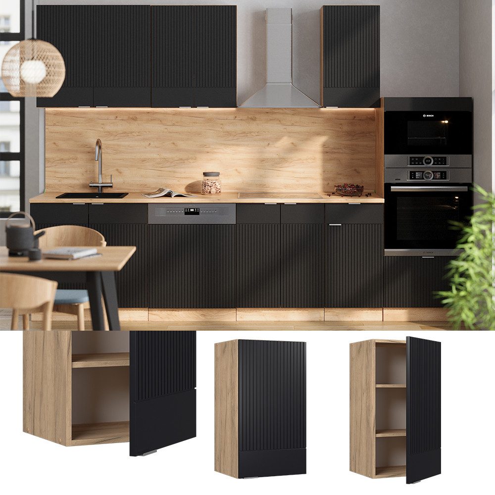 Vicco Hängeschrank Fame-Line, Schwarz gestreift/Goldkraft Eiche, günstig online kaufen