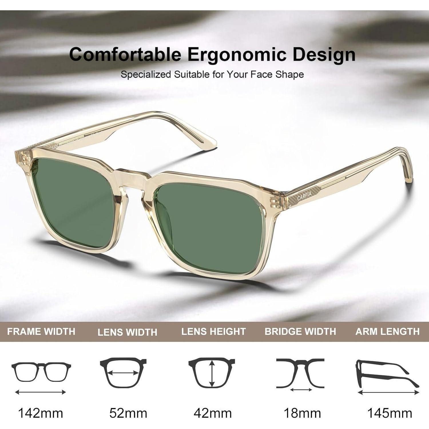 LuxusKollektion Sonnenbrille Sonnenbrille Herren Polarisierte Transparent Rahmen Grüne Linse