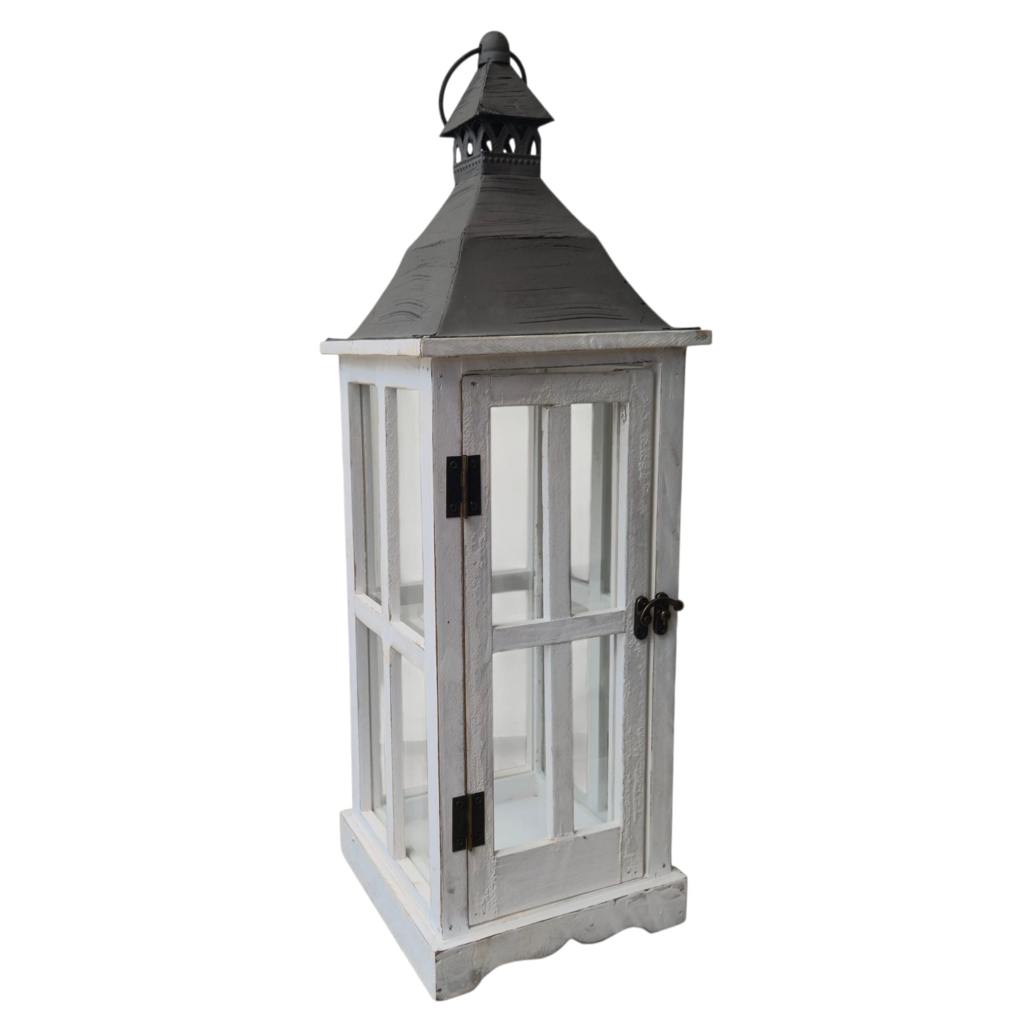 Aspinaworld Kerzenlaterne Laterne 56 cm weiß - Holzlaterne mit Metalldach - günstig online kaufen