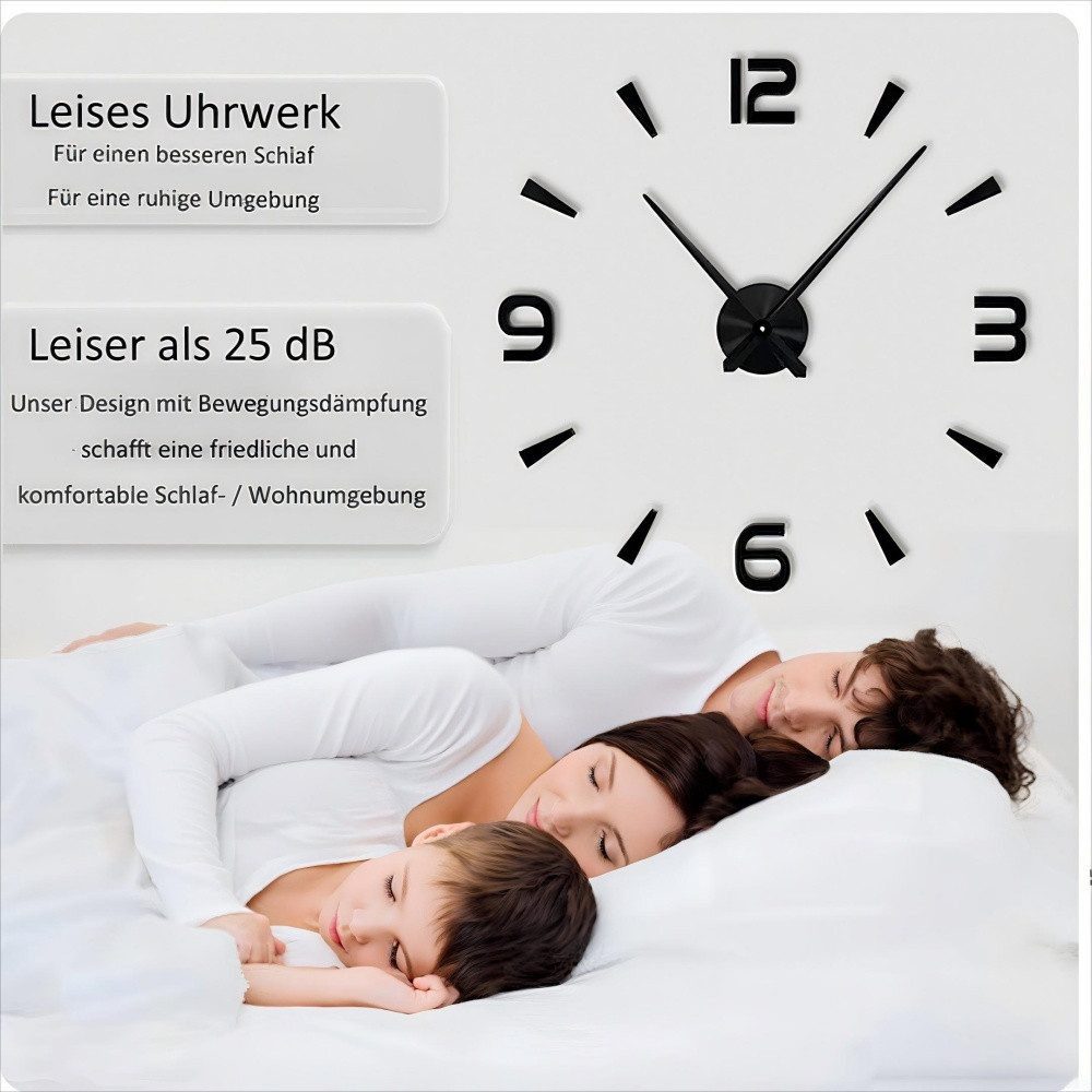 Ophy Wanduhr DIY Acryl Wanduhr (80–130 cm, frei wählbare Größe) (3D gespiegelte Zahlen, leise, im Digital-Stil) – Bild 2 von 5