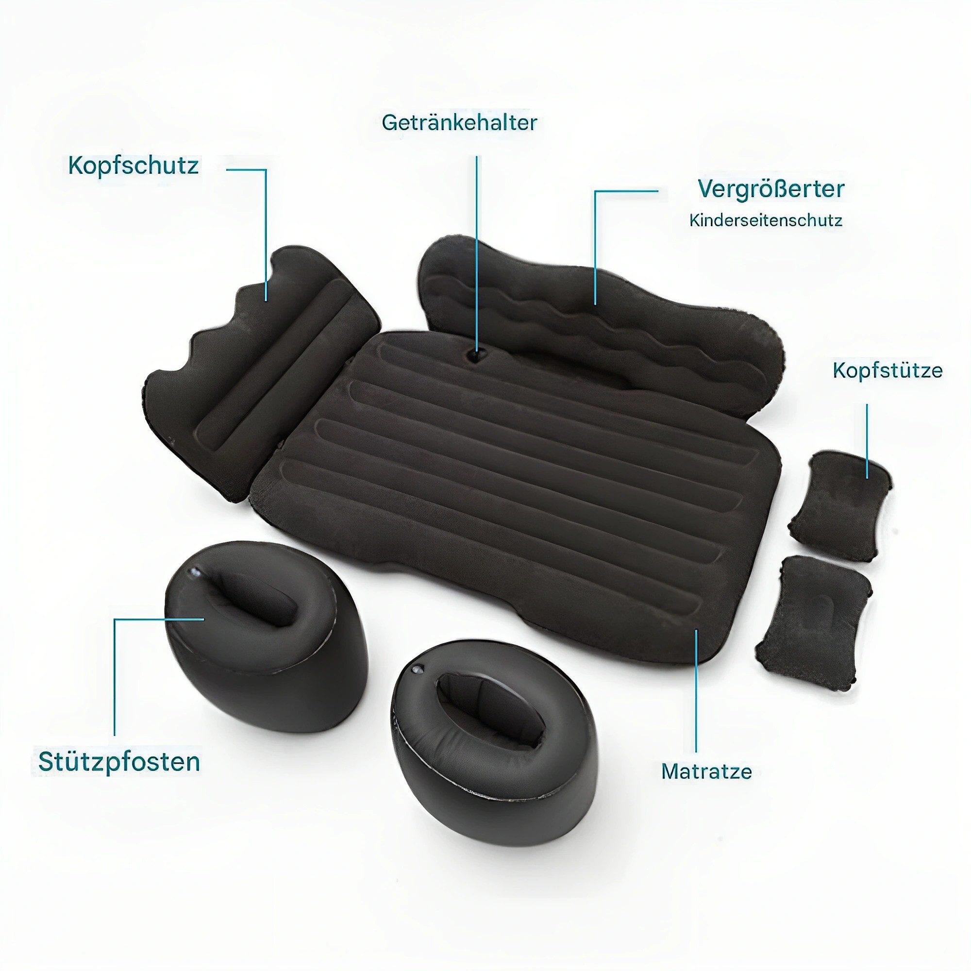 GARRYFIZH Luftmatratze Auto Matratze Auto Bett Auto Luftmatratze Luftmatratze für Auto, 128x77x20cm Reisebett für Zuhause und Outdoor Mit Luftpumpe
