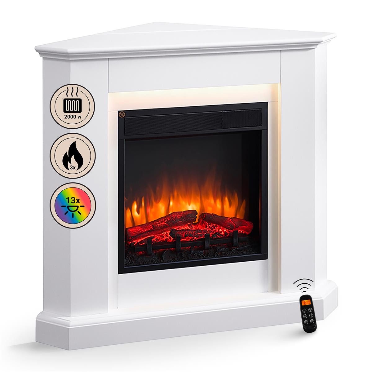Balderia Elektrokamin Candela, Eckkamin mit 3D Flamme, 2000 W, 13 LED-Farbe günstig online kaufen