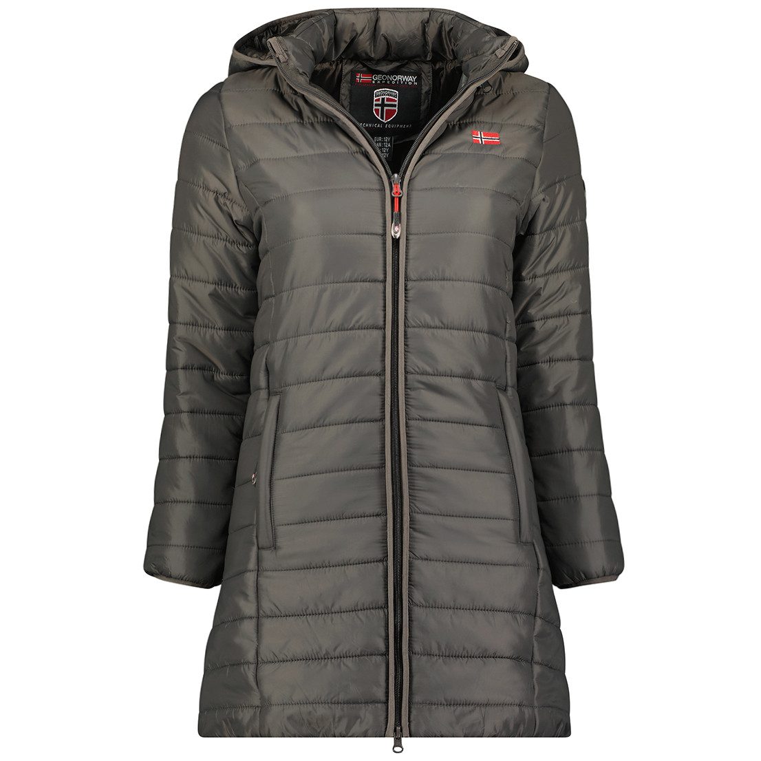 Geographical Norway Steppmantel Hochwertige Outdoorjacke ATIKA HOOD LONG (1-tlg) Outdoor Steppjacke Parka Lange Mit Kapuzenjacke Steppmantel