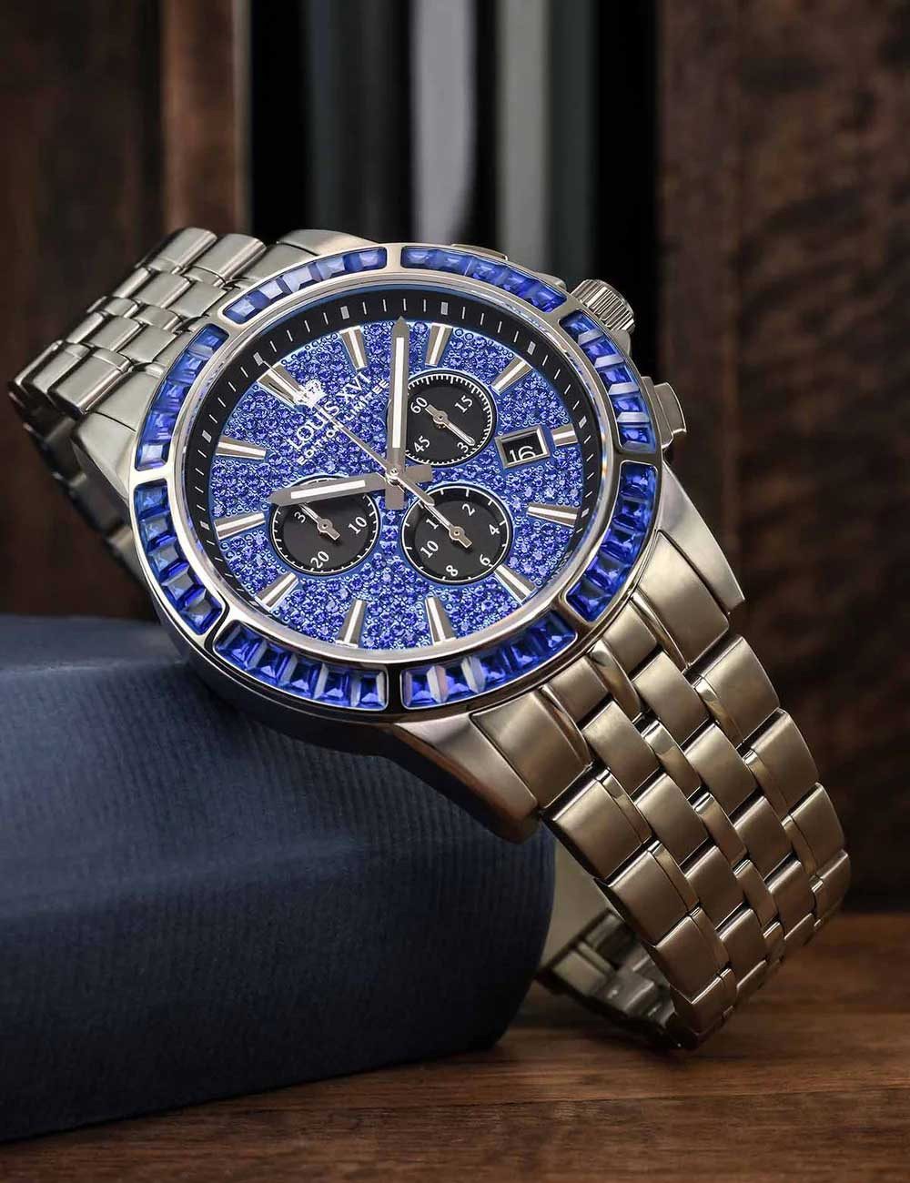 LOUIS XVI Quarzuhr Louis XVI XLXVI1133 Herrenuhr Majesté Iced Out Baguette 43mm 5ATM Louis XVI XLXVI1133 Herrenuhr Majesté Iced Out Baguette 43mm 5ATM