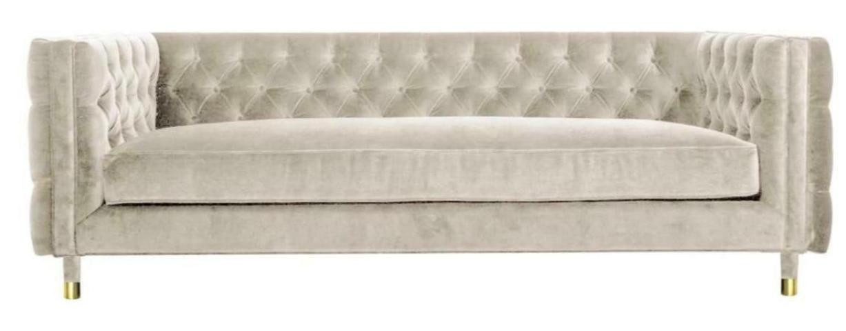 JVmoebel Chesterfield-Sofa Modern Beige Chesterfield Sofa 4-Sitzer Samt Stoff Couch Sofort, 1 Teile, Made in Europa