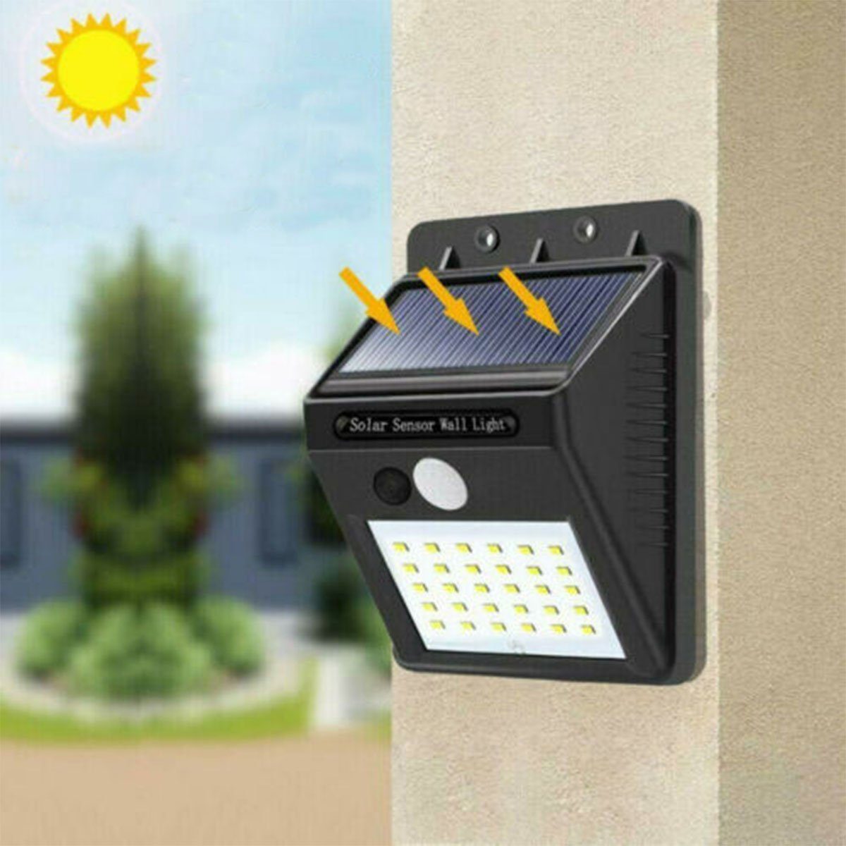 oyajia LED Solarleuchte 4er 30LEDs Lampe LED mit Solarlampe IP65 Strahler Außenleuchte Strahler, Bewegungsmelder fest Licht Gartenlampe Tageslichtweiß, integriert, Wandleuchte