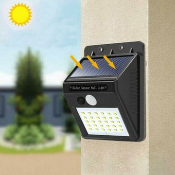 oyajia LED Solarleuchte 4er 30LEDs Solarlampe mit Bewegungsmelder Wandleuchte Strahler, LED fest integriert, Tageslichtweiß, IP65 Außenleuchte Gartenlampe Strahler Lampe Licht