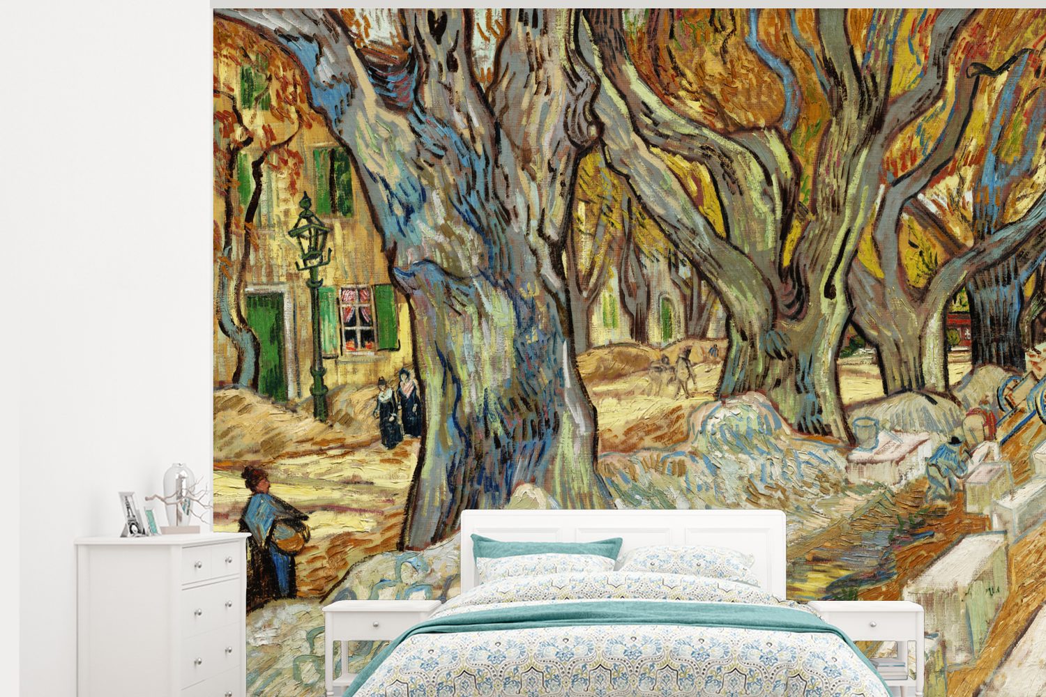 MuchoWow Fototapete Die großen Platanen - Vincent van Gogh, Matt, bedruckt, (5 St), Montagefertig Vinyl Tapete für Wohnzimmer, Wandtapete