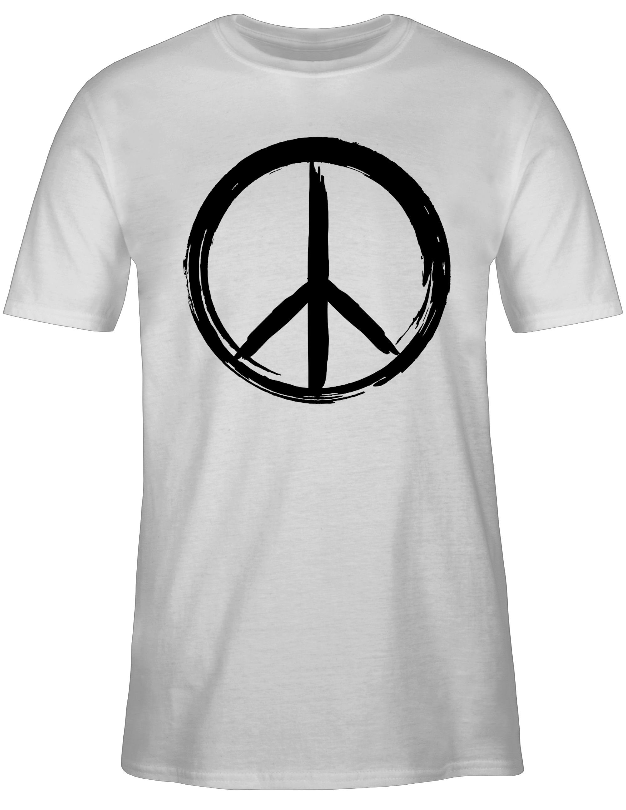 Peace - 1 Shirtracer Statement T-Shirt Sprüche schwarz Zeichen Weiß Pinsel Optik