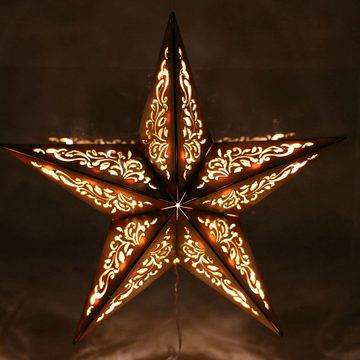 BURI LED Baum Weihnachtsstern aus Holz mit 15 LED Warmweiß, Stern