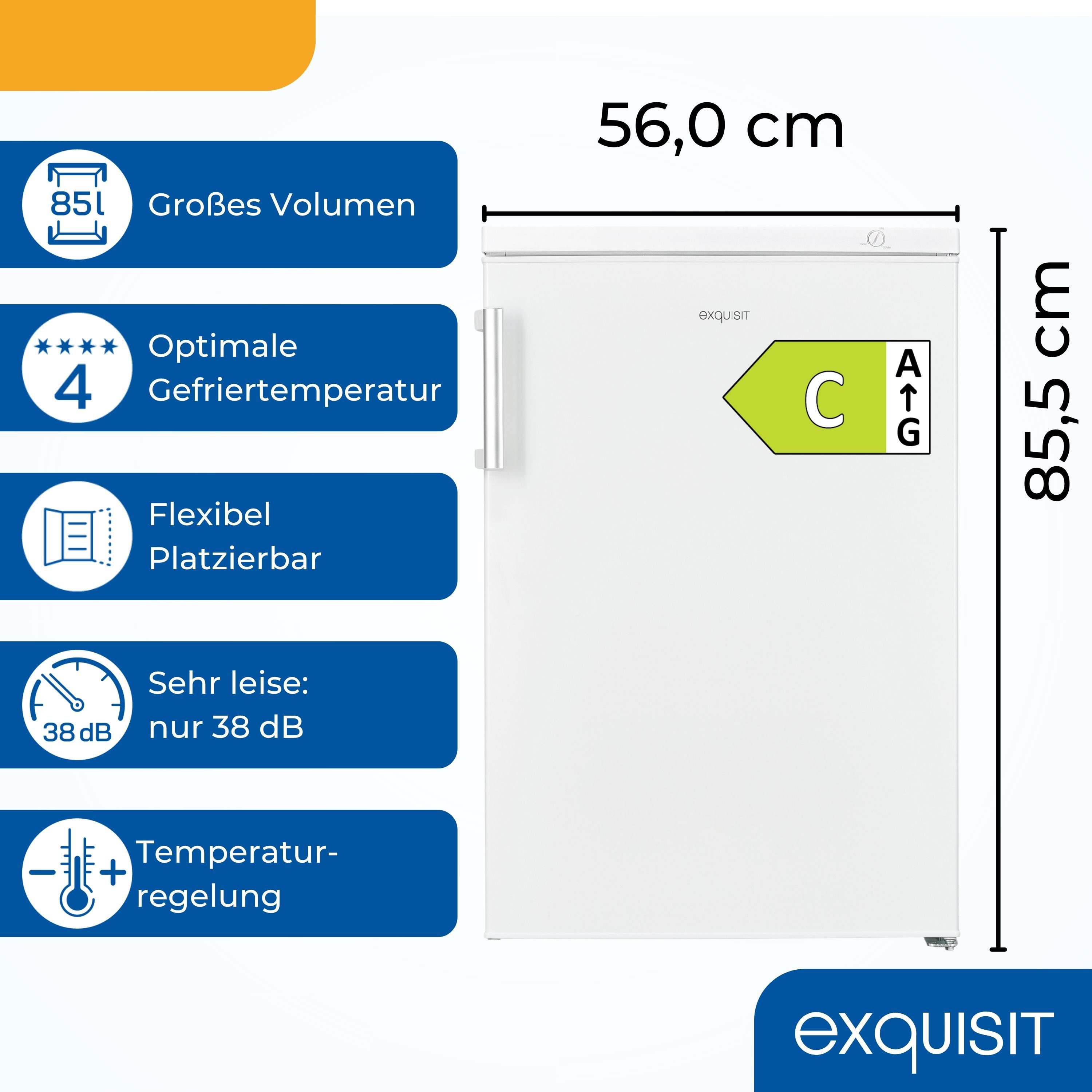 exquisit Gefrierschrank GS81-H-010C weiss, 84,5 cm hoch, 56 cm breit, Türgriff für Komfort, flexible Gefrierschubladen für mehr Ordnung – Bild 5 von 5