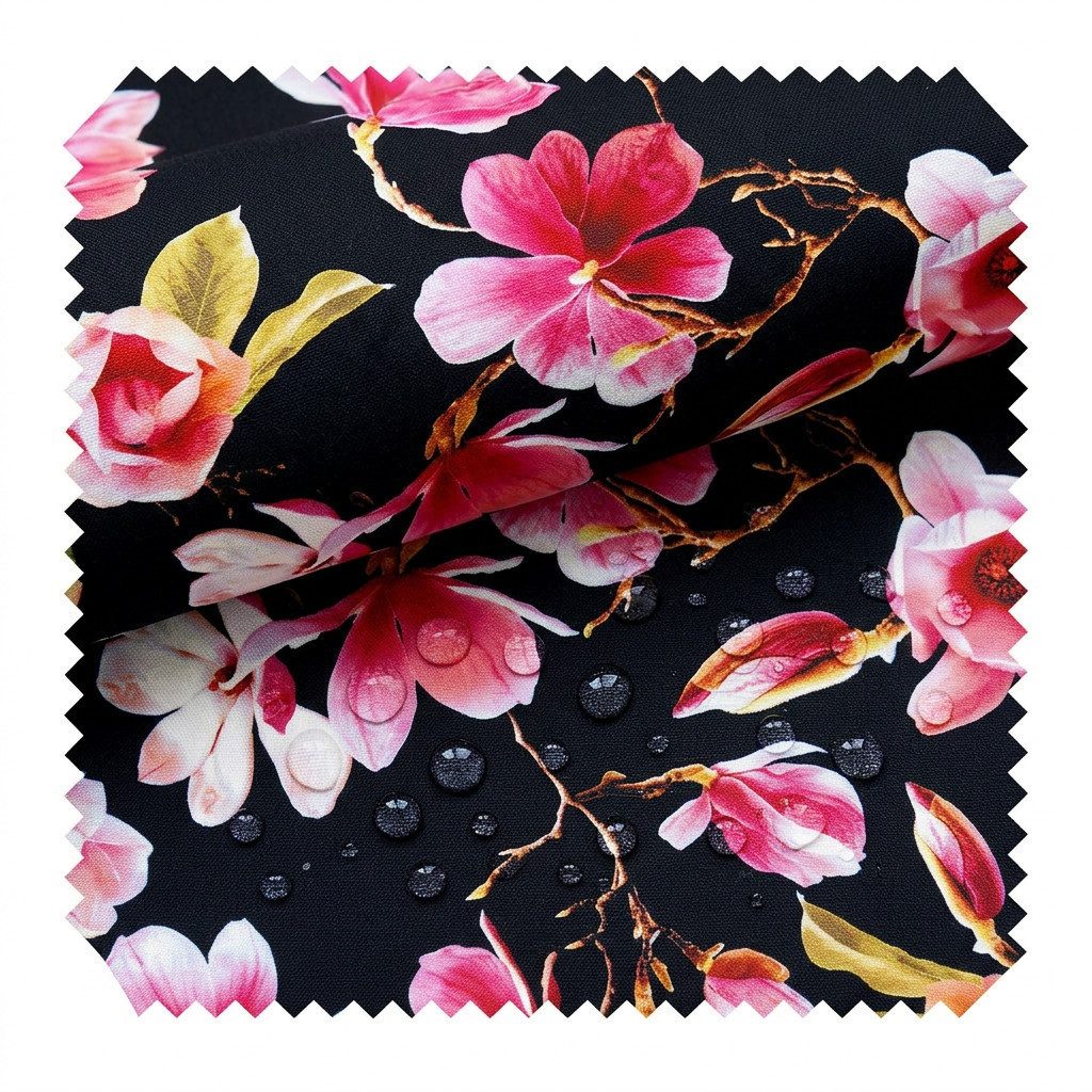 novely® Stoff OXFORD 210D D165 Rosa Magnolien Printstoff Outdoor, Wasserabweisend, Outdoor, Meterware, 1lfm