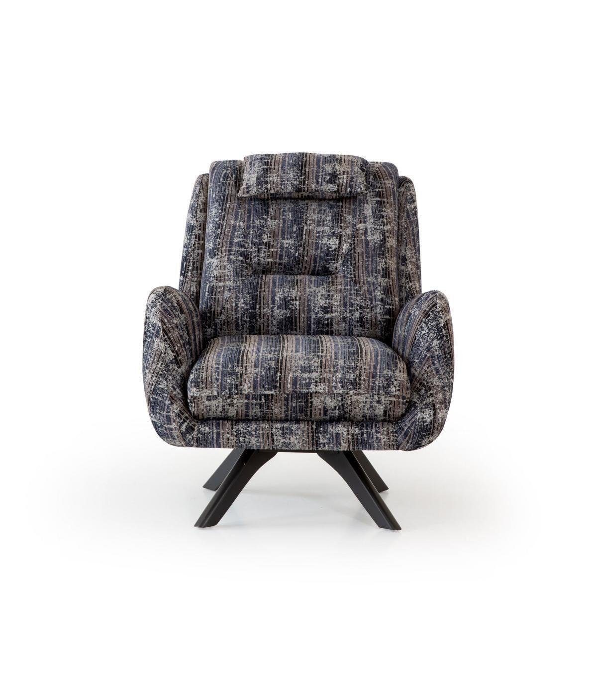 JVmoebel Sessel Sessel Modern Grau Wohnzimmer Sitzmöbel Textil Luxus Design Möbel (1-St., 1x Sessel), Made in Europa