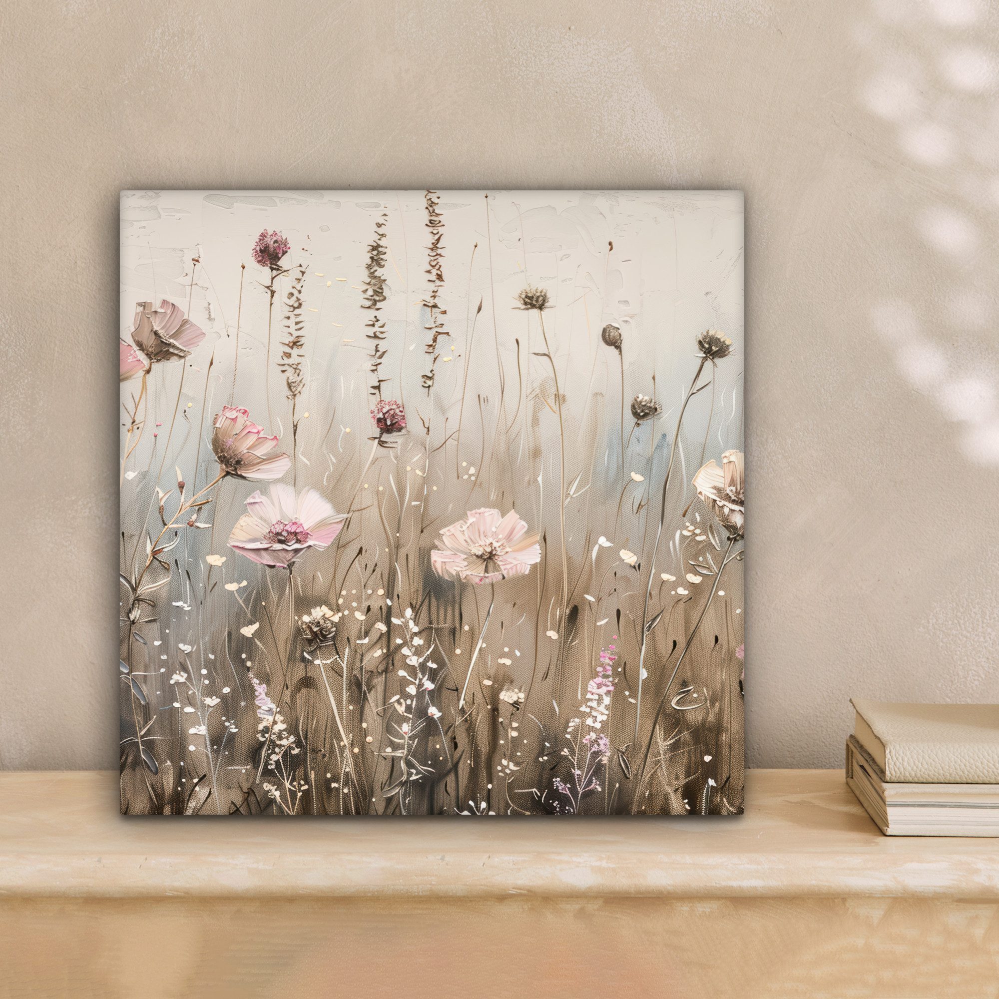 OneMillionCanvasses® Leinwandbild Blumen - Rosa - Modern - Beige, Fotodruck günstig online kaufen