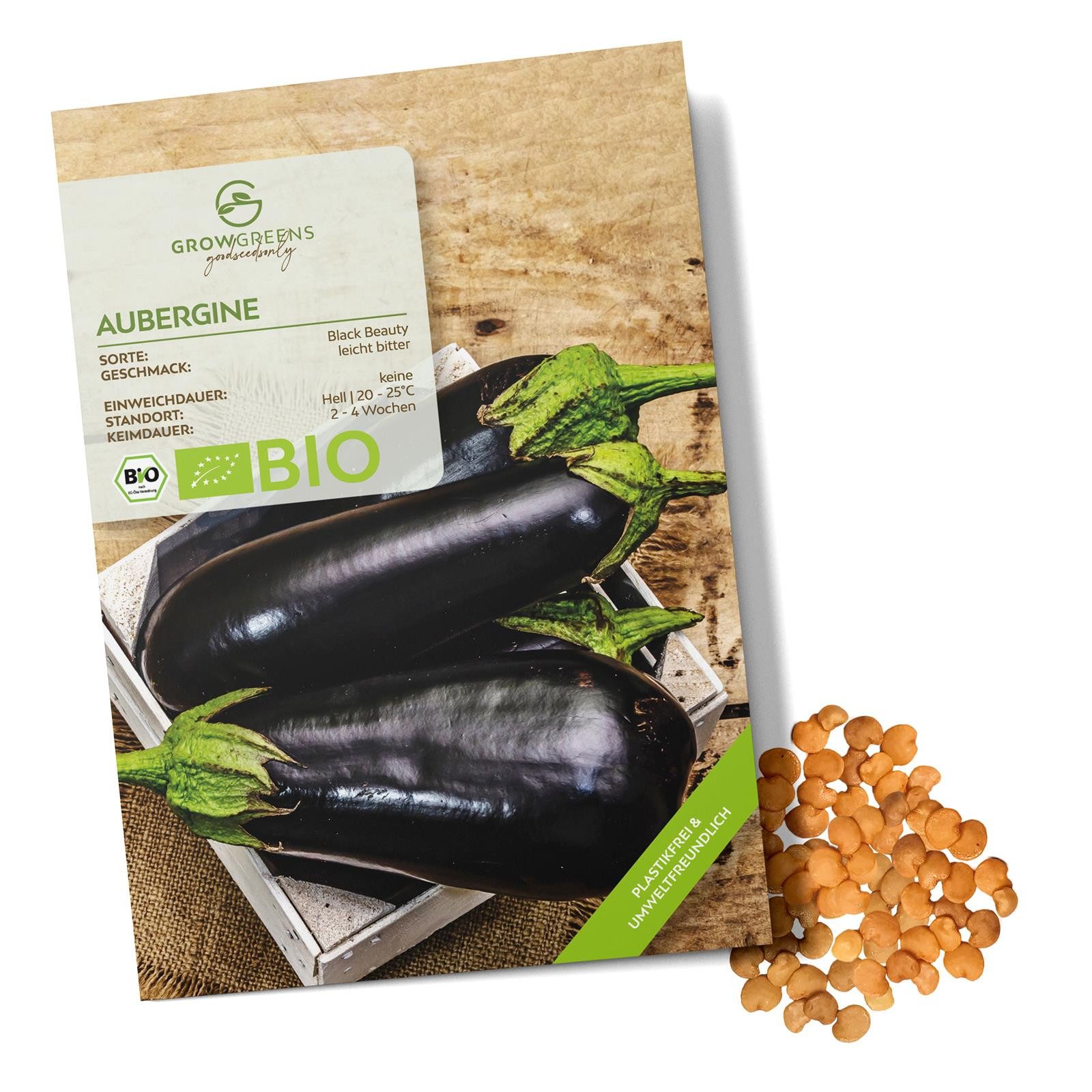Gemüsesamen BIO Aubergine Samen (Black Beauty) - Auberginen Saatgut - 25 Korn