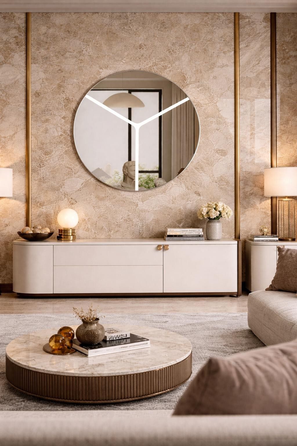 Xlmoebel Wandspiegel Stilvoller runder Wandspiegel im modernen Design mit Glasrahmen, Made in Europa