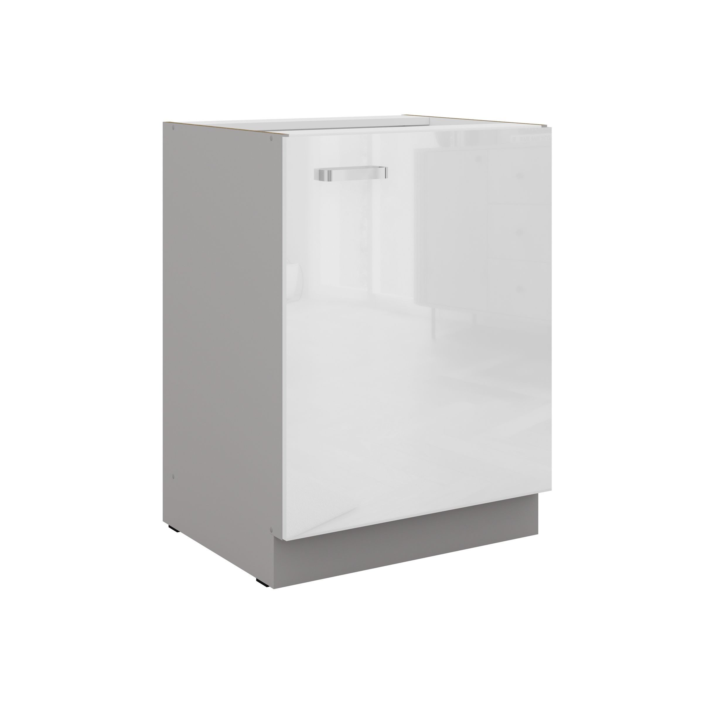 Küchen-Preisbombe Unterschrank 60 cm Küche Bianca Weiß Hochglanz + Grau Küchenzeile Küchenblock