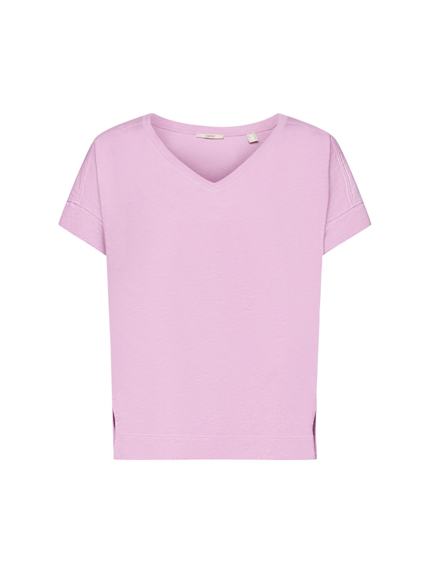 T-Shirt (1-tlg) LILAC Baumwoll-T-Shirt mit Esprit V-Ausschnitt
