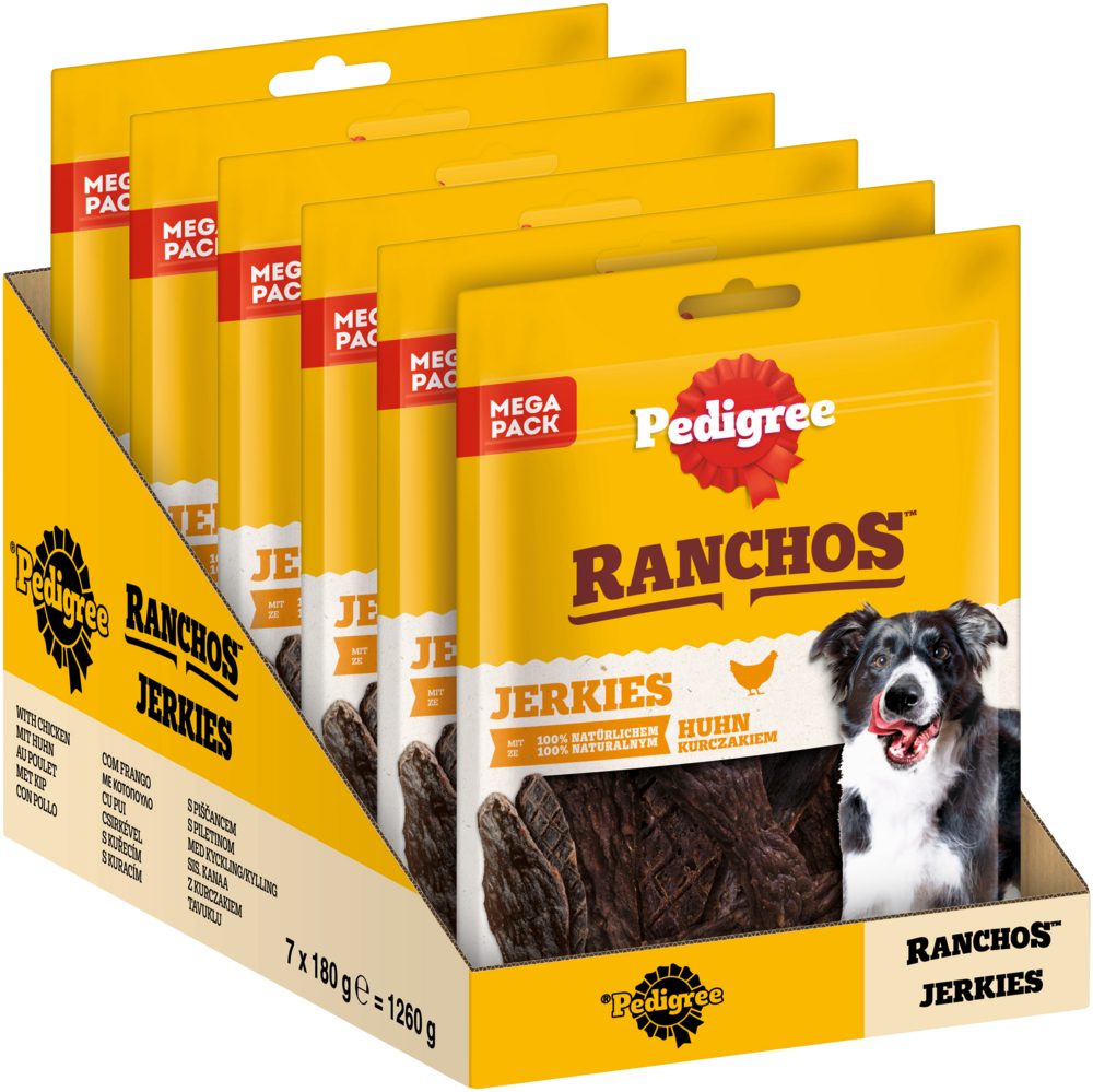 Pedigree PEDIGREE® RANCHOS™ Jerkies Huhn 7 x 180g, Snack für: Hunde
