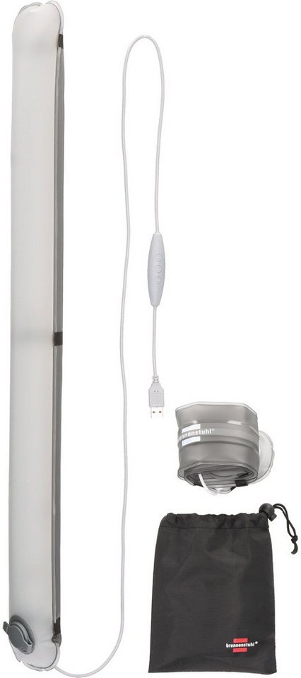 Brennenstuhl LED Gartenleuchte OLI Air 1, LED fest integriert, aufblasbar,  stufenlos dimmbar, faltbare LED Röhre mit 1m USB Kabel