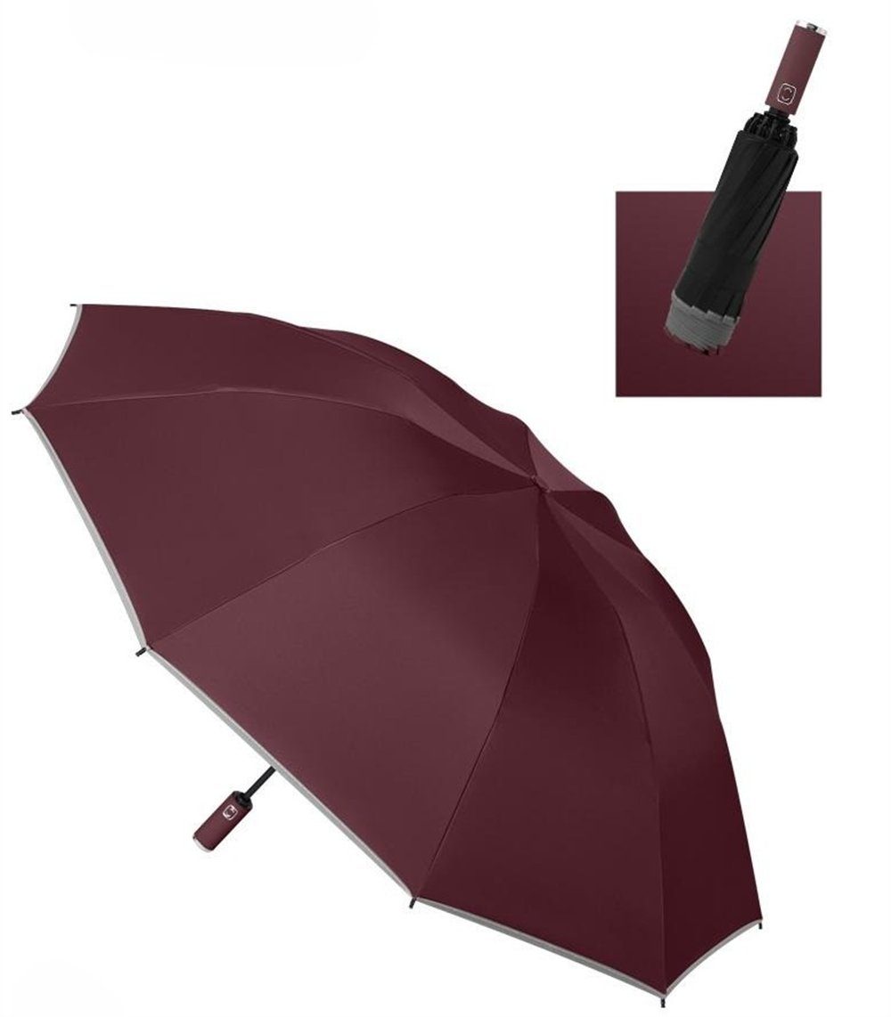 Rouemi Taschenregenschirm Taschenregenschirm,Vollautomatischer Regenschirm für Regen und Sonne Rot