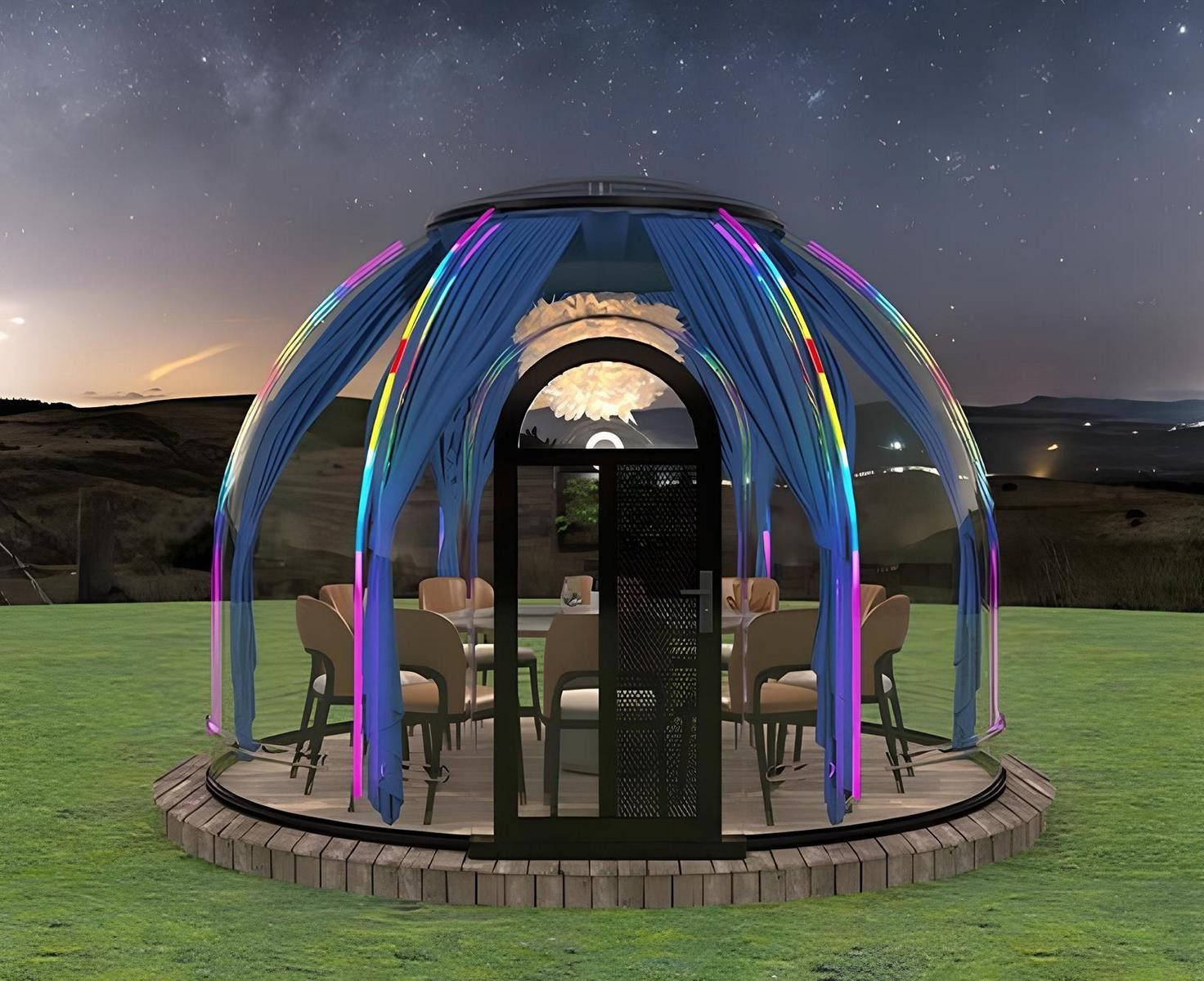 Xlmoebel Pavillon Runder Gartenpavillon für 10–12 Personen mit UV-Schutz, Made in Europa