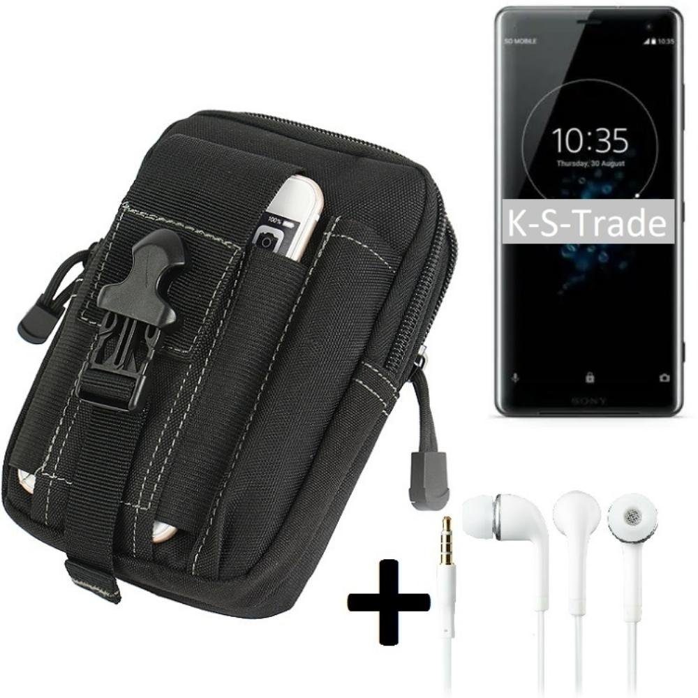 K-S-Trade Handyhülle für Sony Xperia XZ3, Gürteltache + Kopfhörer Gürtel Tasche Holster Schutz-Hülle
