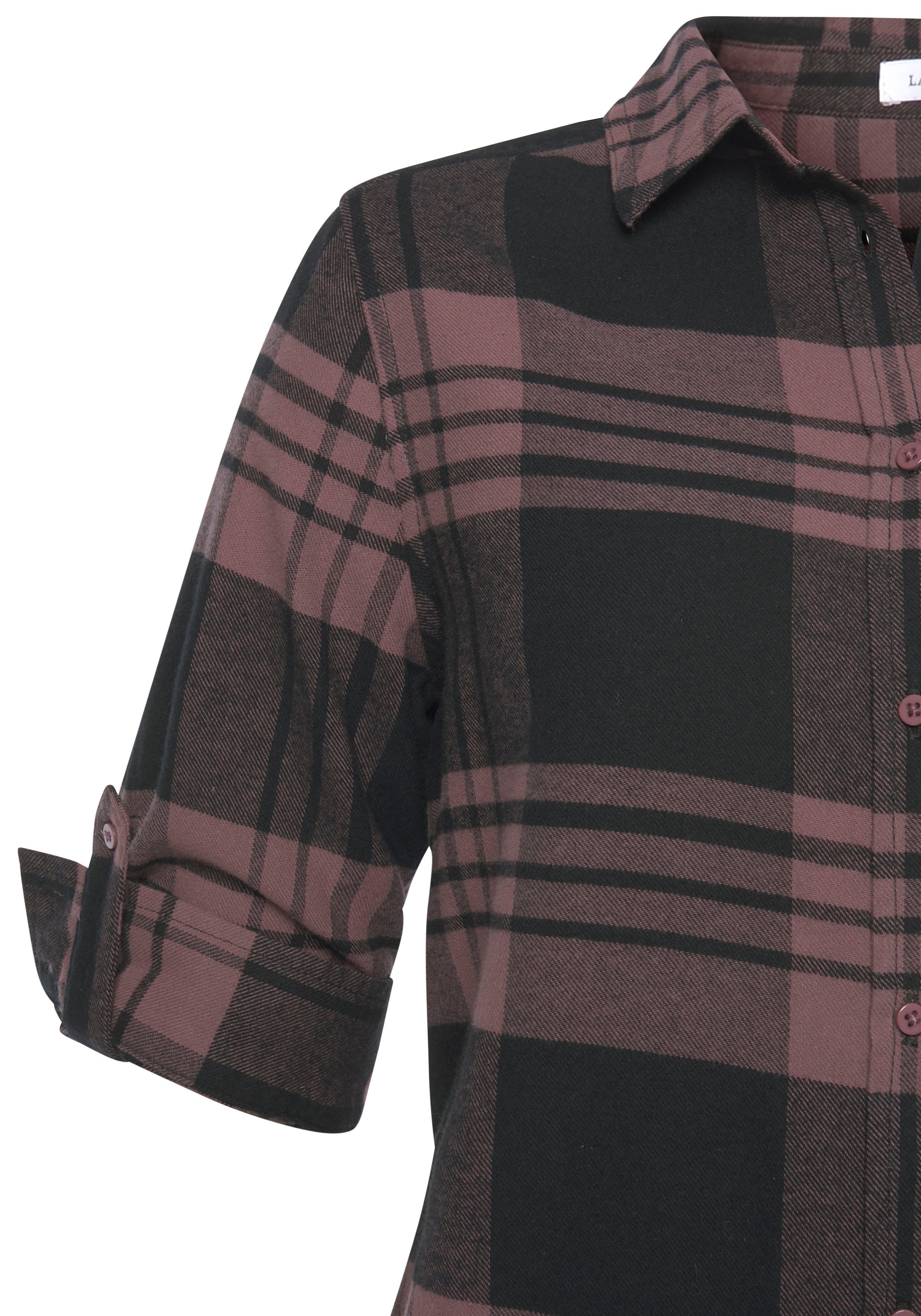 LASCANA Hemdbluse aus weichem Flanell, Karobluse aus Baumwolle, Damenbluse