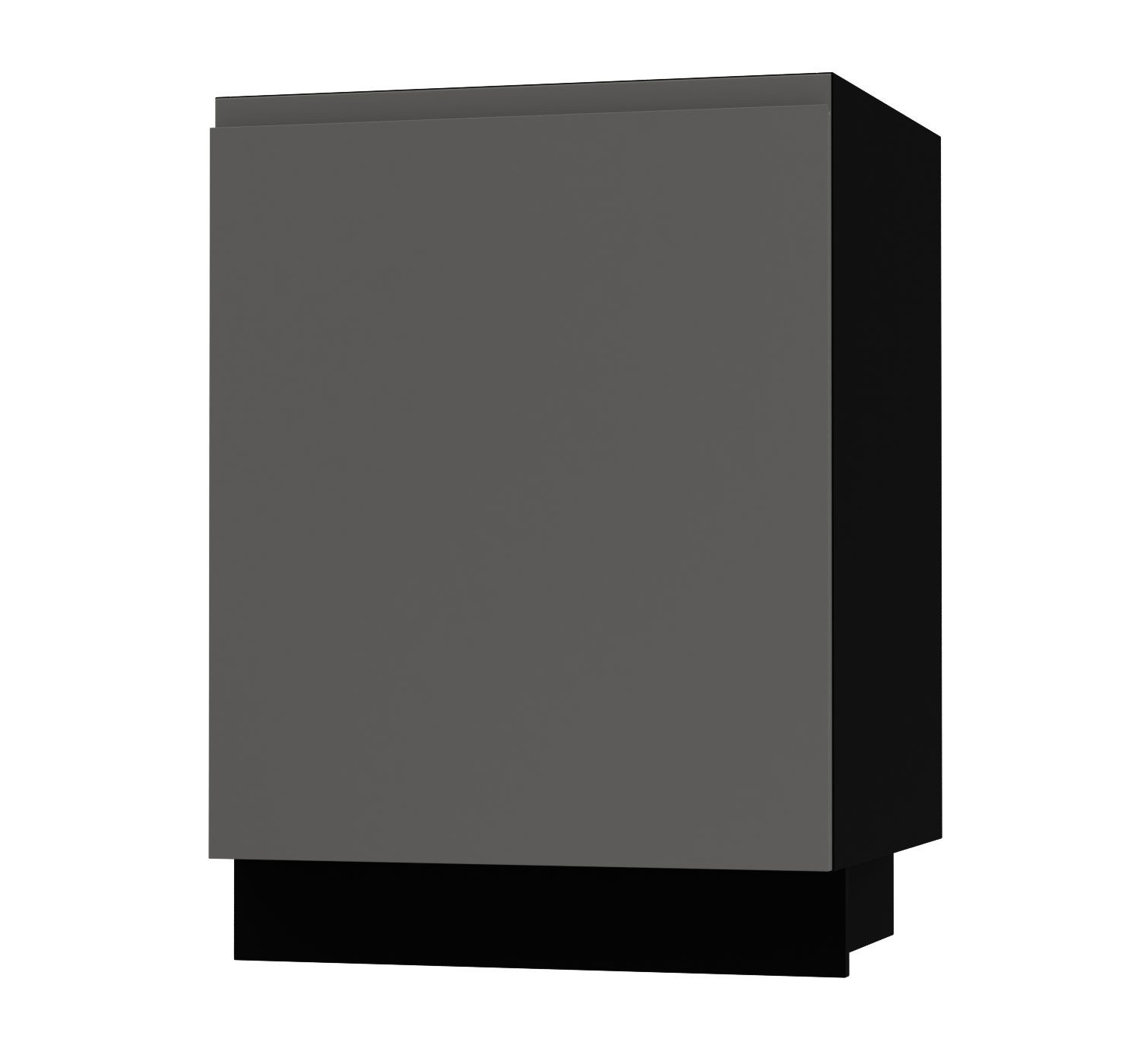 Feldmann-Wohnen Spülenunterschrank Avellino (D1ZR/60, Spülenunterschrank mit Schublade (REJS-Vollauszug), 1-St., moderne Optik, Acrylfronten, Griffmulden) 60x50x82cm grifflos schwarz - graphit Acryl matt (AV-D1ZR/60)