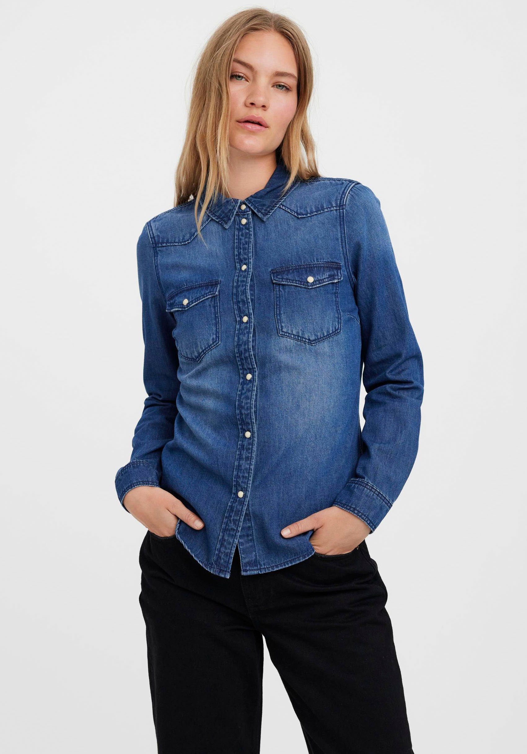 Vero Moda Jeansbluse »VMMARIA LS DENIM SLIM SHIRT MIX NEW« online kaufen |  OTTO