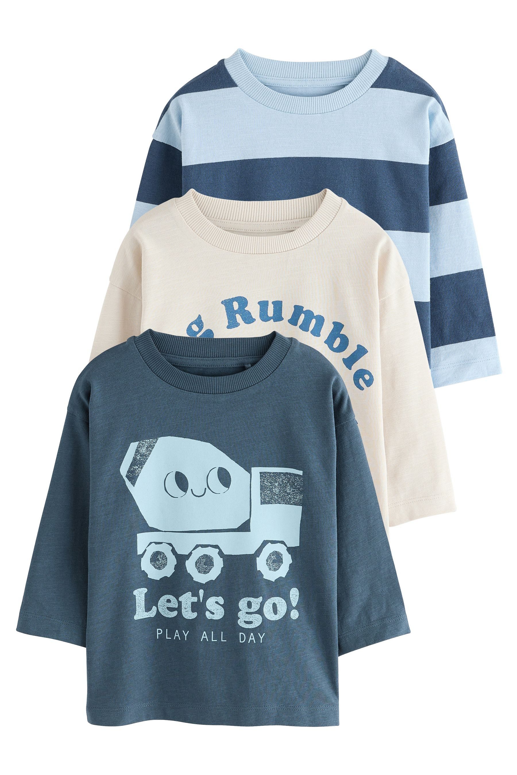 Next Langarmshirt 3er-Pack T-Shirts mit Grafik-Print günstig online kaufen