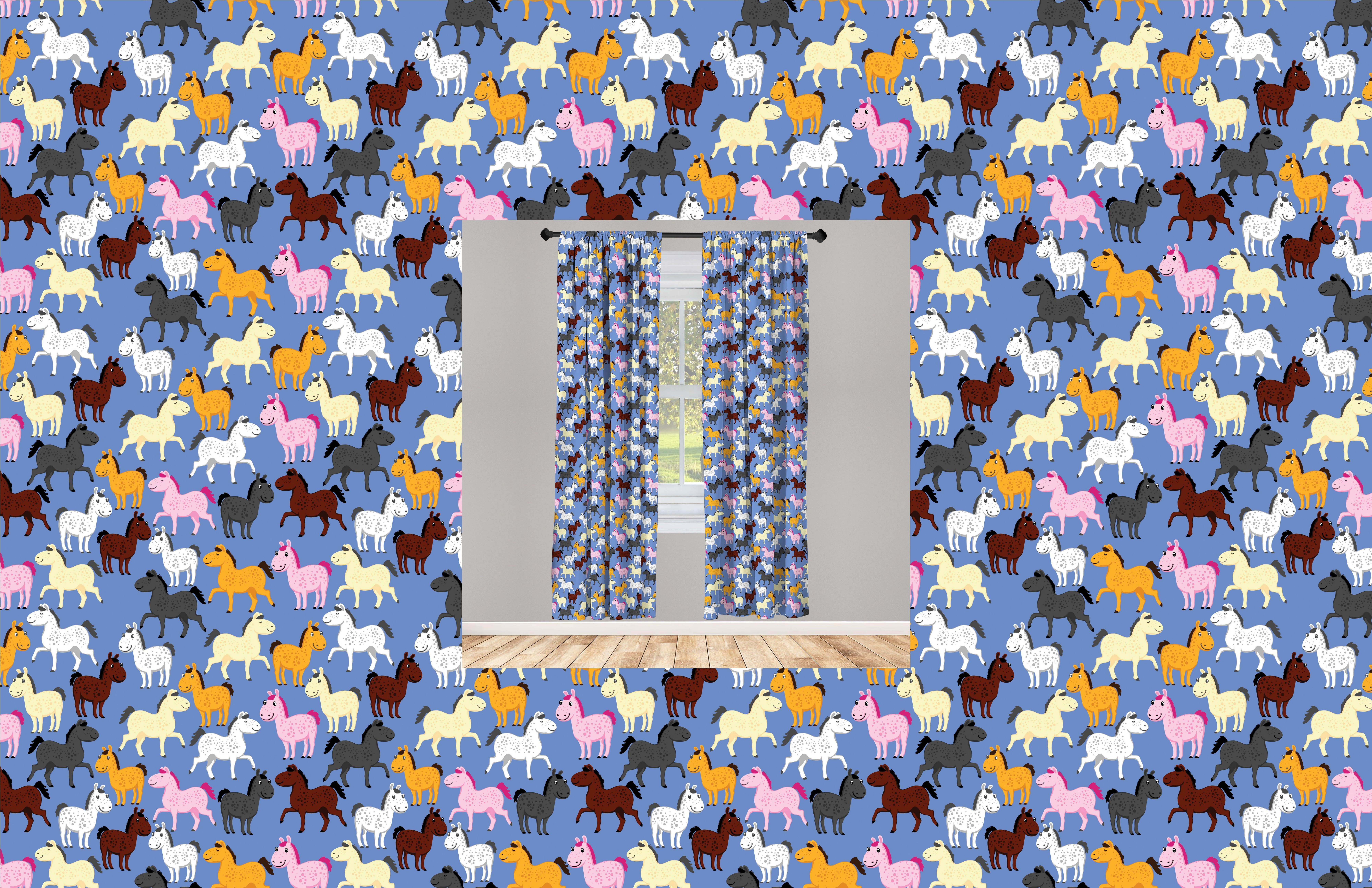 Gardine Baby-Pferde Schlafzimmer am Bunte Vorhang Abakuhaus, Dekor, Wohnzimmer Zoo Microfaser, für Kindergarten