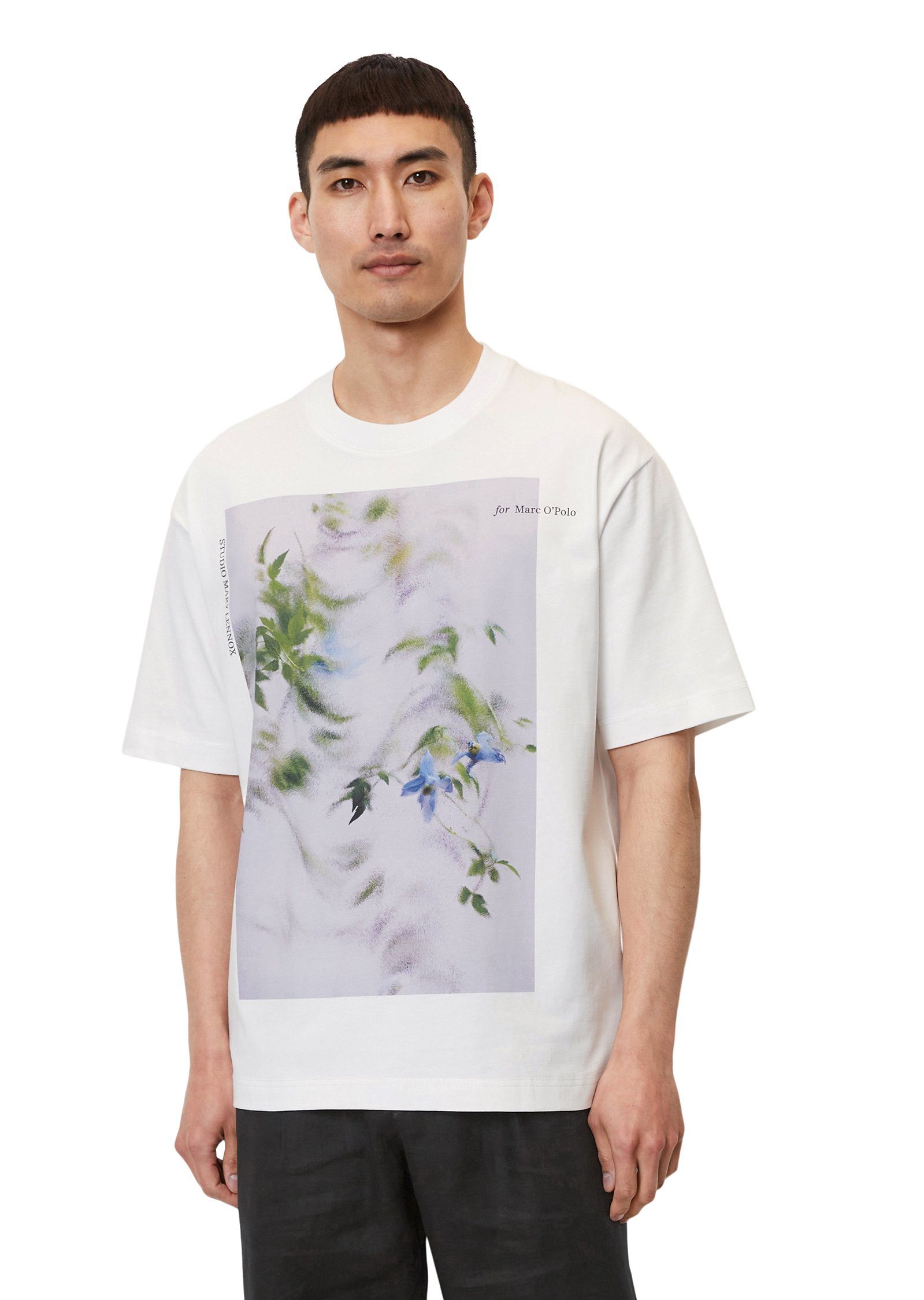 Marc O'Polo T-Shirt mit floralem Frontprint weiß