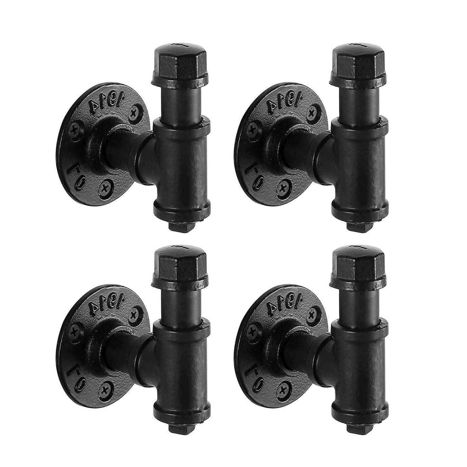 LuxusKollektion Kleiderhaken Kleiderhaken Schwarz Vintage Wandmontage 4er Set, (4-St)