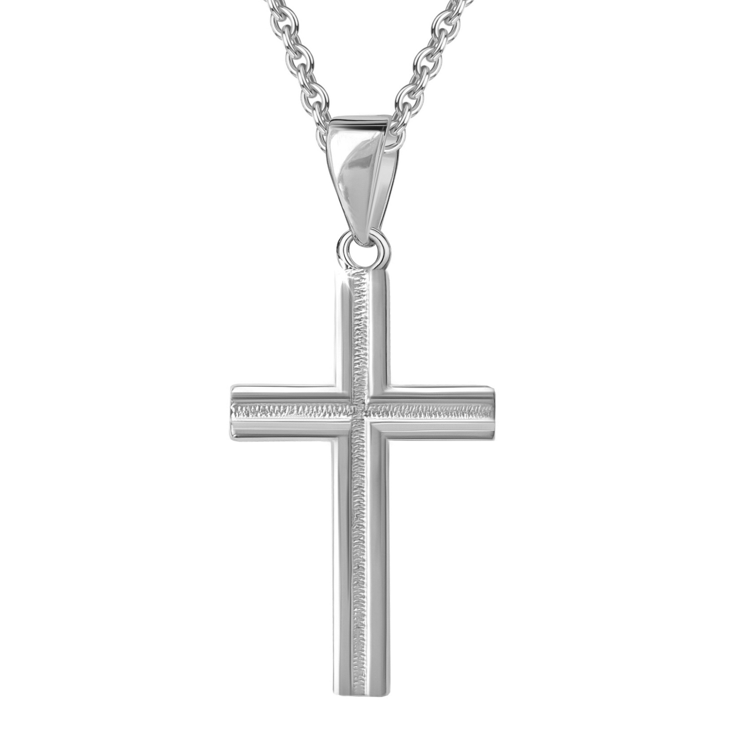 Kette mit Anhänger Schmuck Geschenk Silber 925 Halsschmuck Ankerkette Kreuz