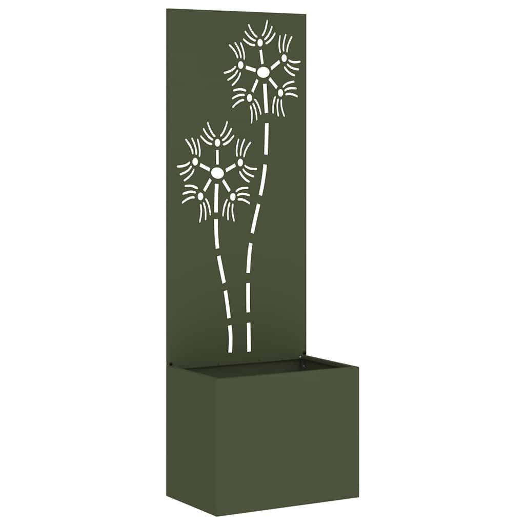 vidaXL Wandbild Garten Sichtschutz-Leinwand Floral Olivgrün 50 x 32 x 150 cm, (1 St)