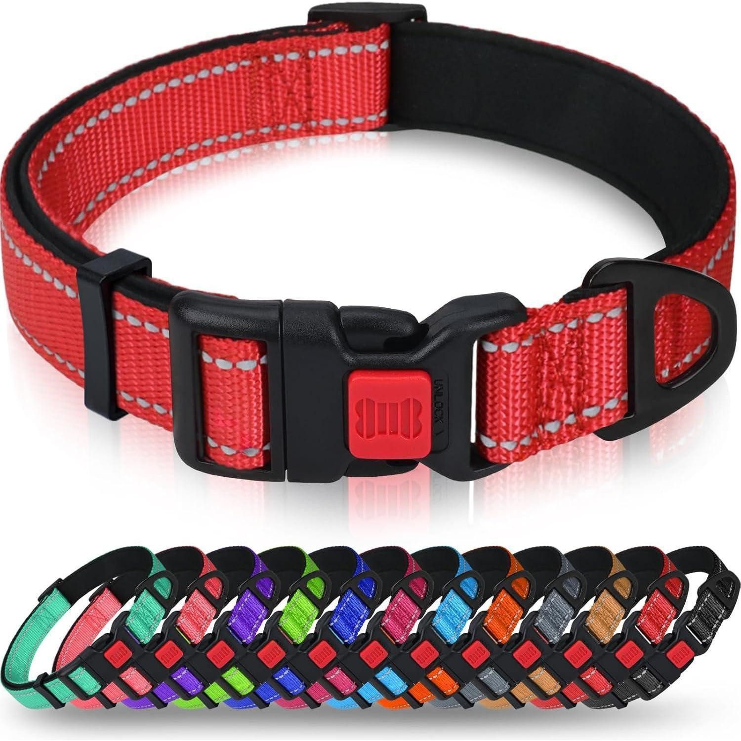 LuxusKollektion Hunde-Halsband Hundehalsband Rot M Neopren Gepolstert Reflektor