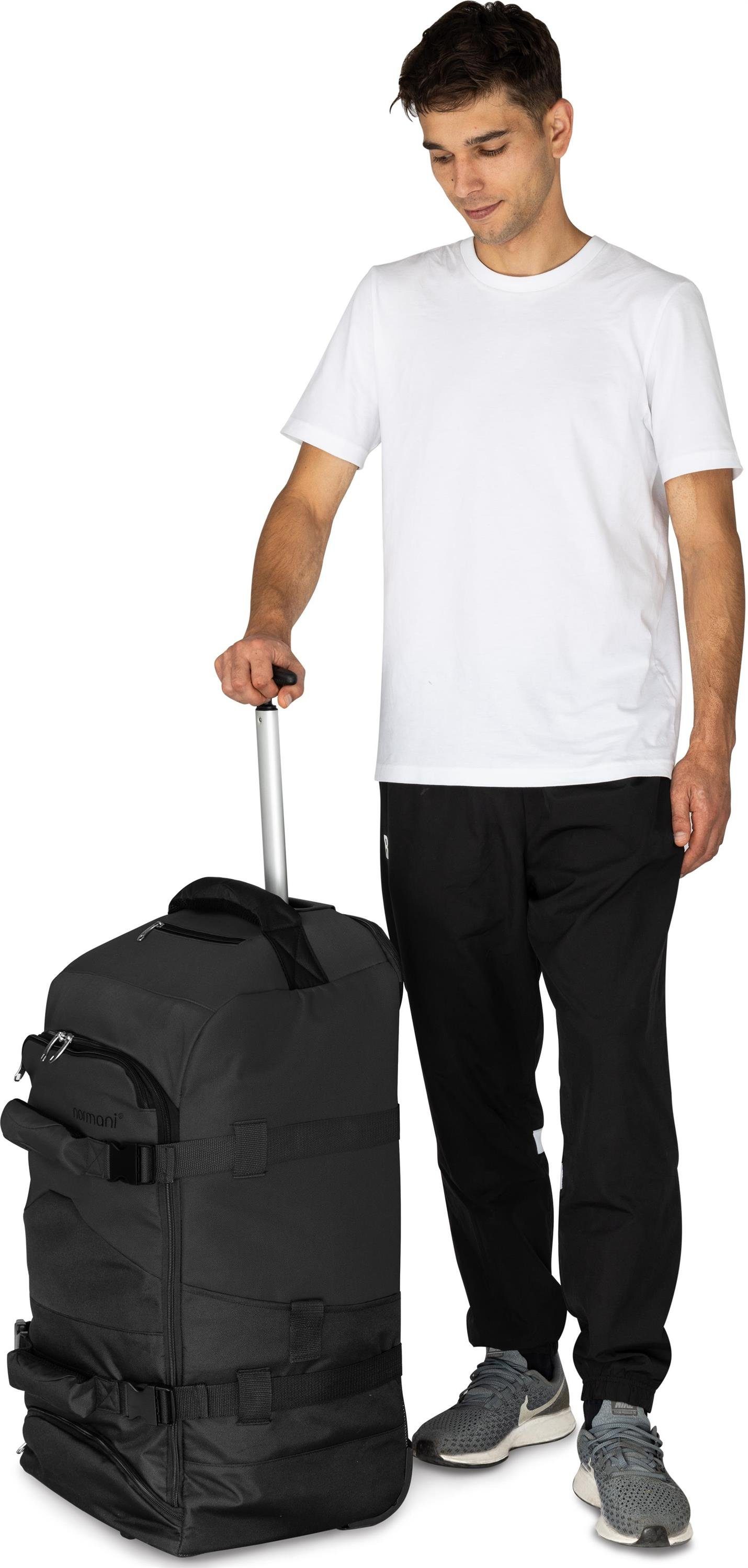 normani Reisetasche Reisetasche mit Rollen und Rucksackfunktion, Reise-Trolley mit 5 Fächern und 90L
